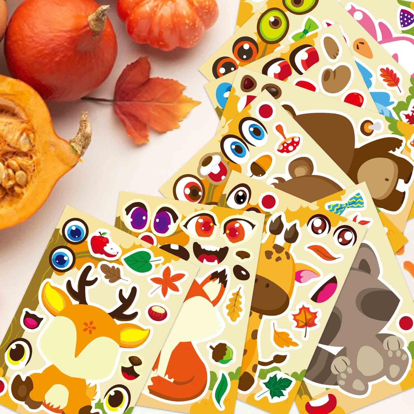 DUJAA 27 Sheets Fall Stickers for Kids – Autumn Animal & Craft Set