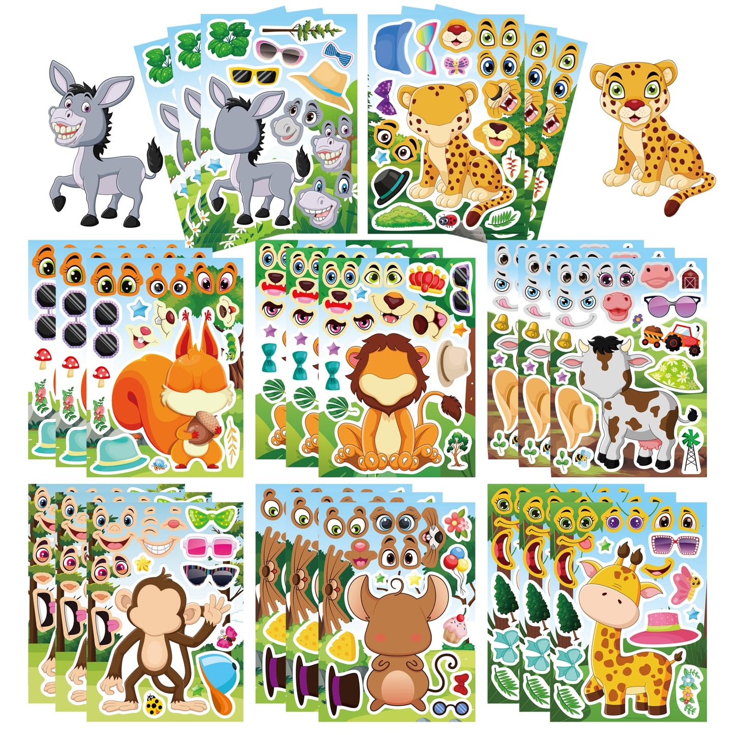 DUJAA 24 Sheets Animal Stickers for Kids – Make-Your-Own Forest Theme Sticker Sheets