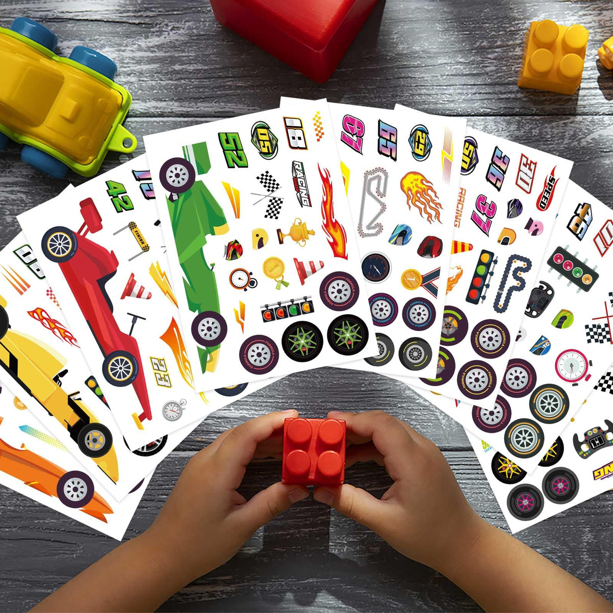 DUJAA 24 Sheets Make Your Own Race Car Stickers – Sporty Racing Car Stickers for Kids, Parties & Crafts