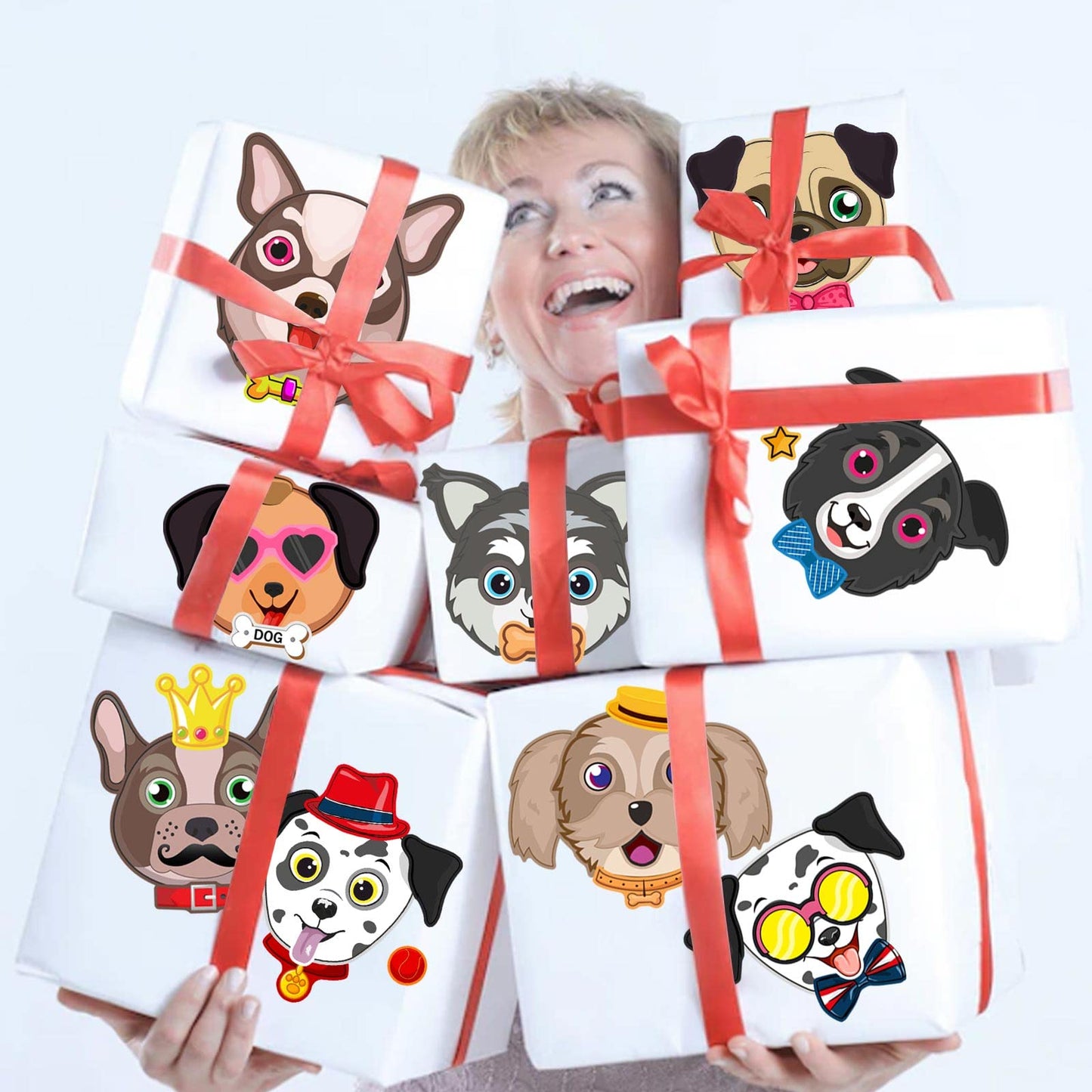 DUJAA 24 Sheets Dogs Make a Face Stickers – DIY Dog Sticker Kit for Kids, Crafts & Classroom