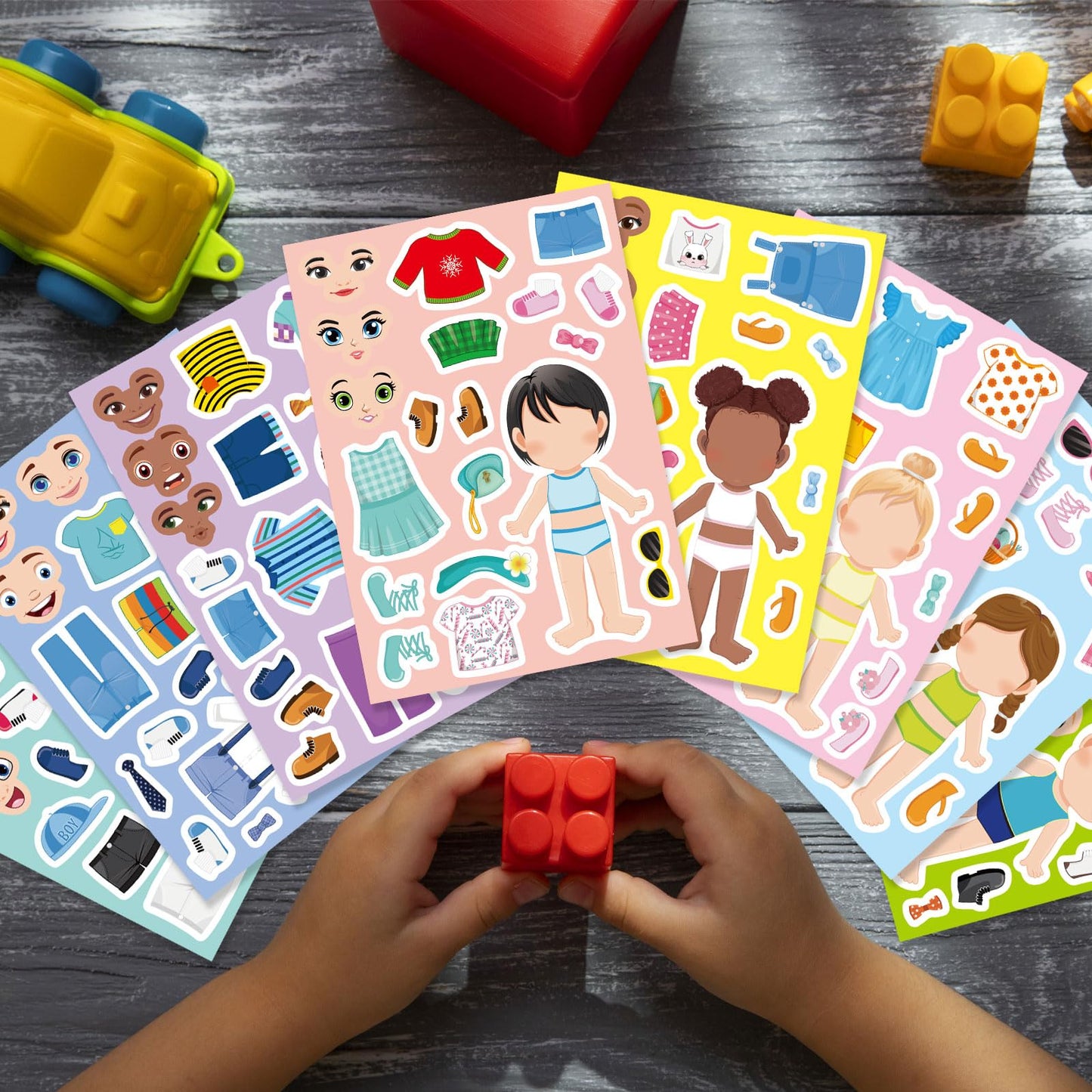 DUJAA 24 Sheets Make a Face and Dress Up Stickers – Creative Kids Craft & Dress-Up Set