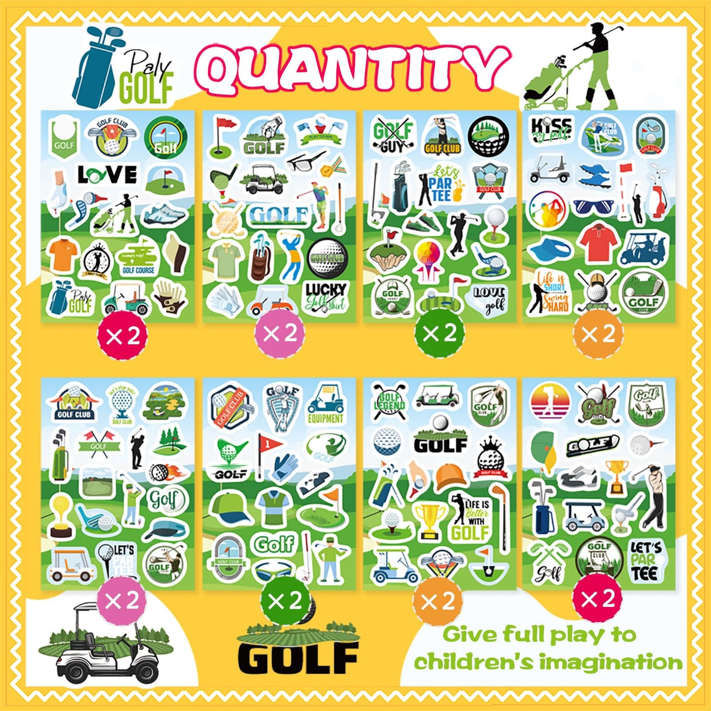 DUJAA 256PCS Golf Stickers – Sporty Golf Decals for Kids, Adults & Party Decor