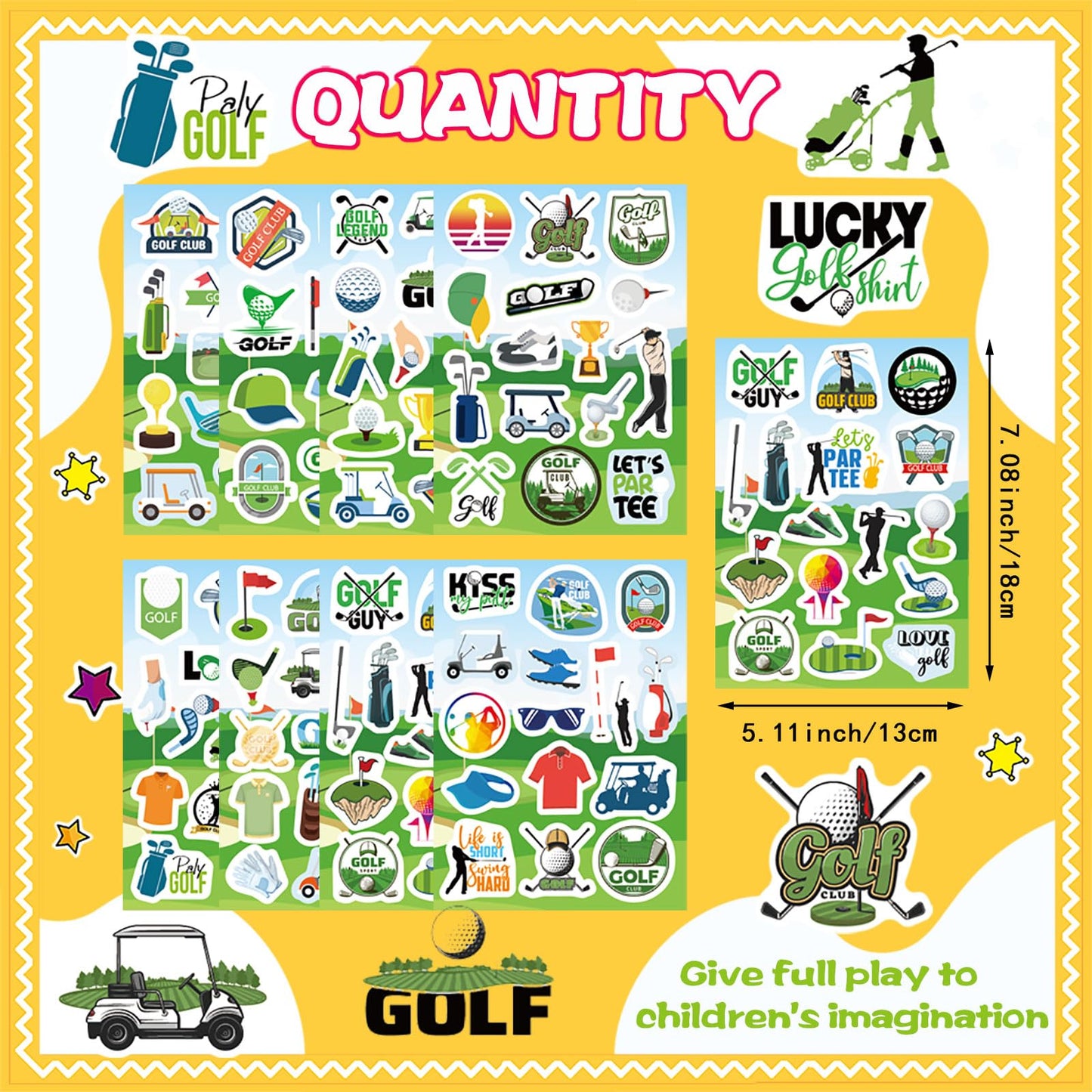 DUJAA 256PCS Golf Stickers – Sporty Golf Decals for Kids, Adults & Party Decor