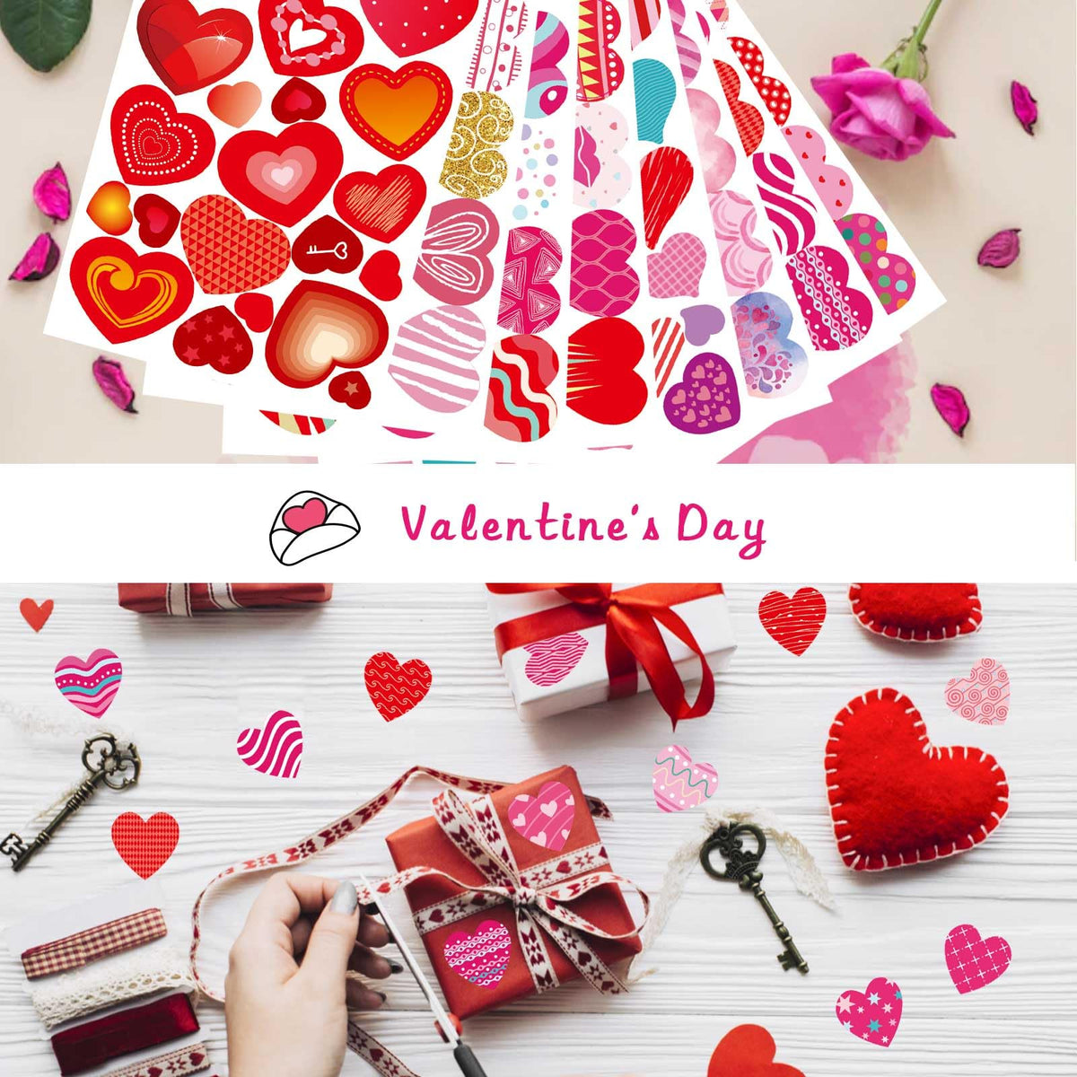 DUJAA Heart Stickers for Kids – Colorful Valentine Hearts for Cards, Gifts & Crafts