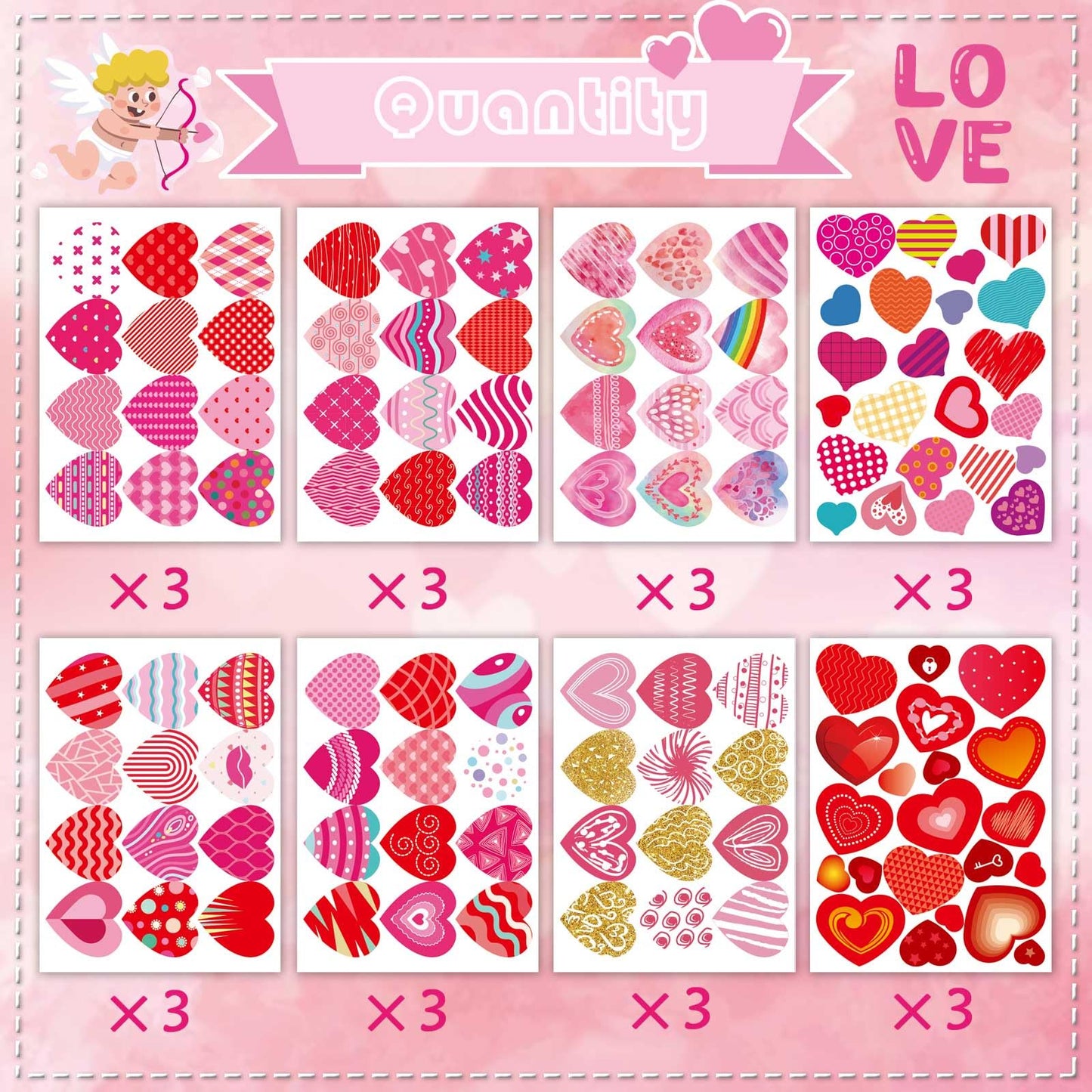 DUJAA Heart Stickers for Kids – Colorful Valentine Hearts for Cards, Gifts & Crafts