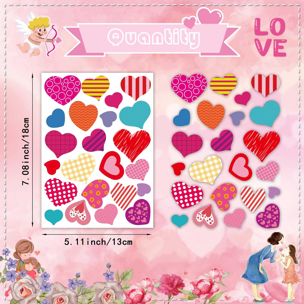 DUJAA Heart Stickers for Kids – Colorful Valentine Hearts for Cards, Gifts & Crafts