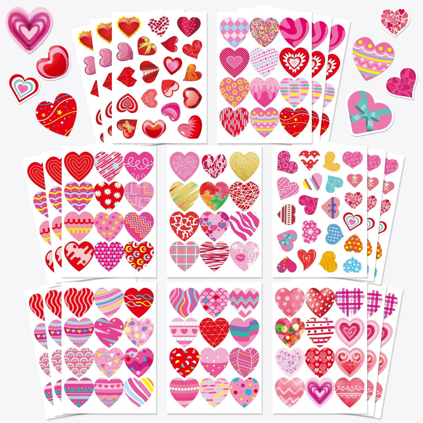 DUJAA 336-Piece Heart Stickers Set for Valentine Crafts, Cards & Gifts