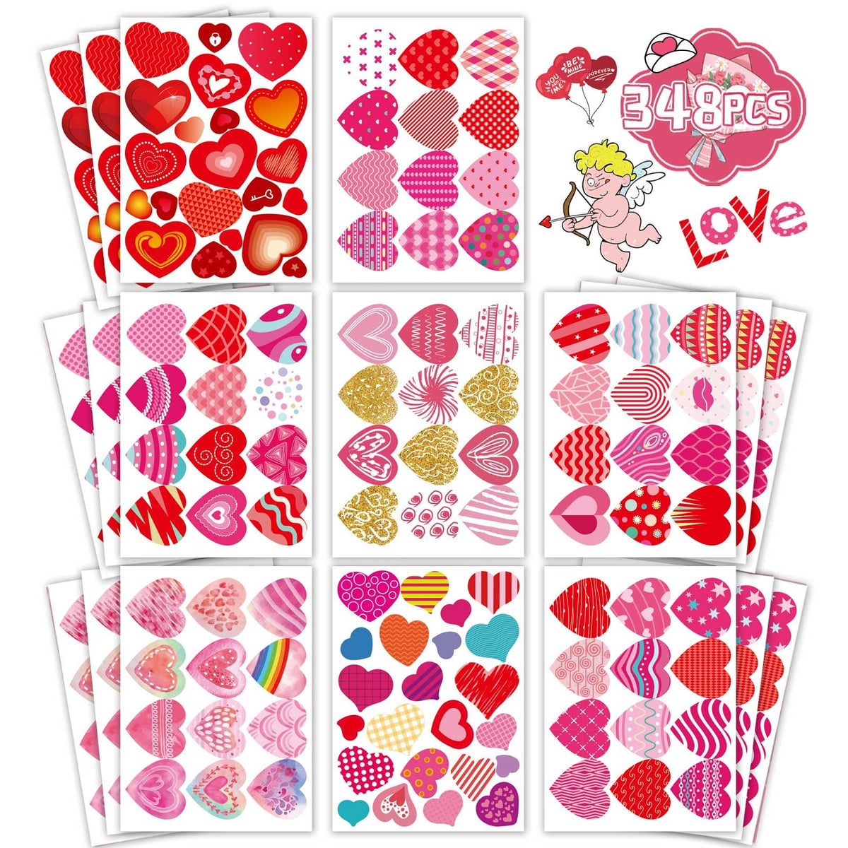 DUJAA Heart Stickers for Kids – Colorful Valentine Hearts for Cards, Gifts & Crafts