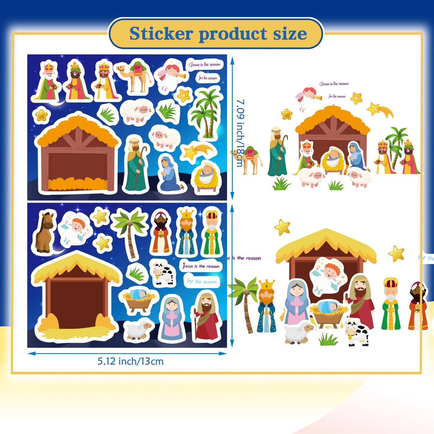 DUJAA 32 Sheets Christmas Nativity Stickers | Make a Nativity Scene Bible Craft Kit