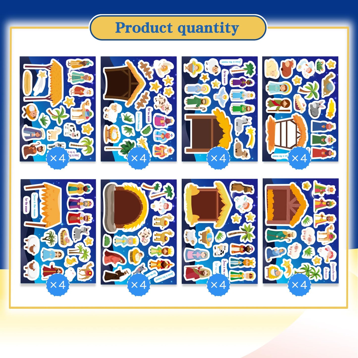 DUJAA 32 Sheets Christmas Nativity Stickers | Make a Nativity Scene Bible Craft Kit