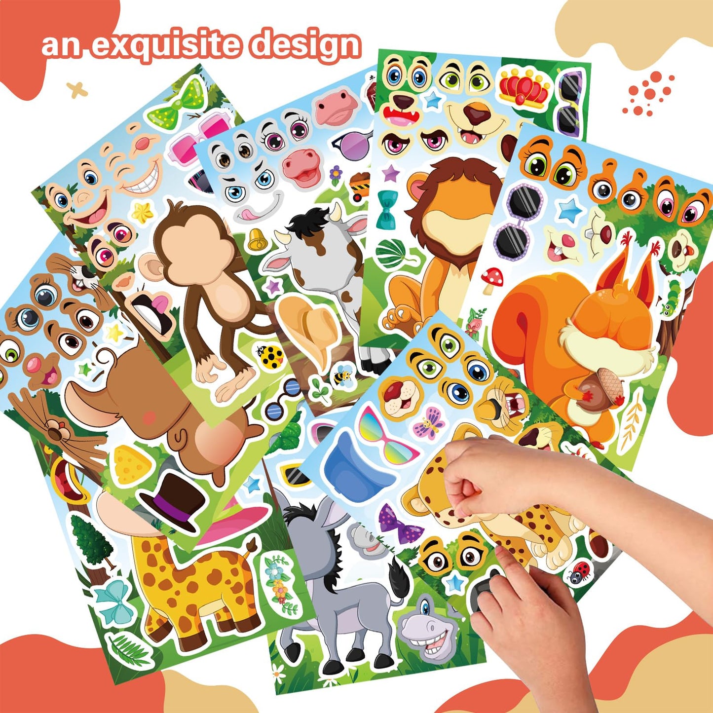 DUJAA 24 Sheets Animal Stickers for Kids – Make-Your-Own Forest Theme Sticker Sheets