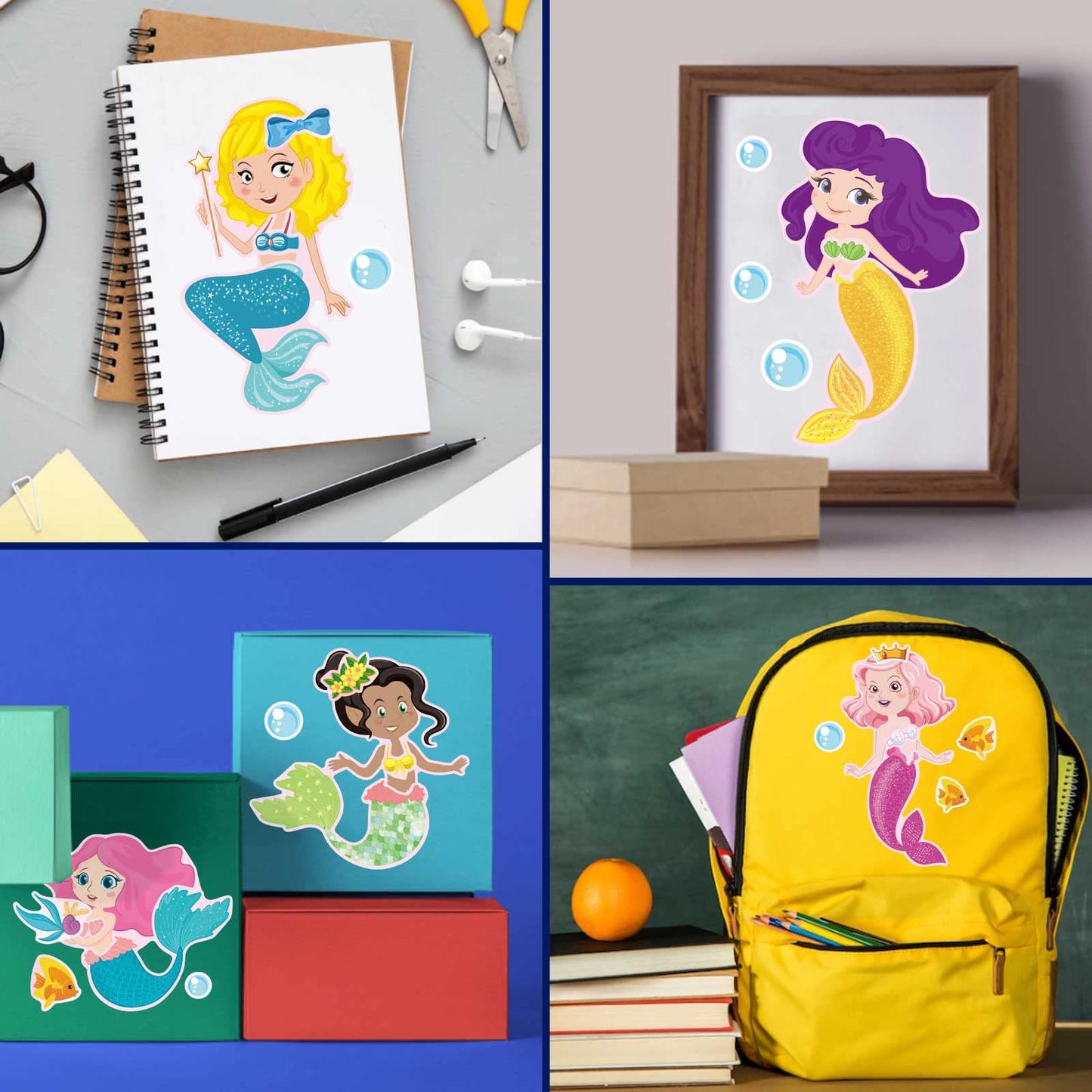 DUJAA 24 Sheets Mermaid Stickers – Make Your Own Stickers, Party Favors, Kids’ Art & Classroom Rewards