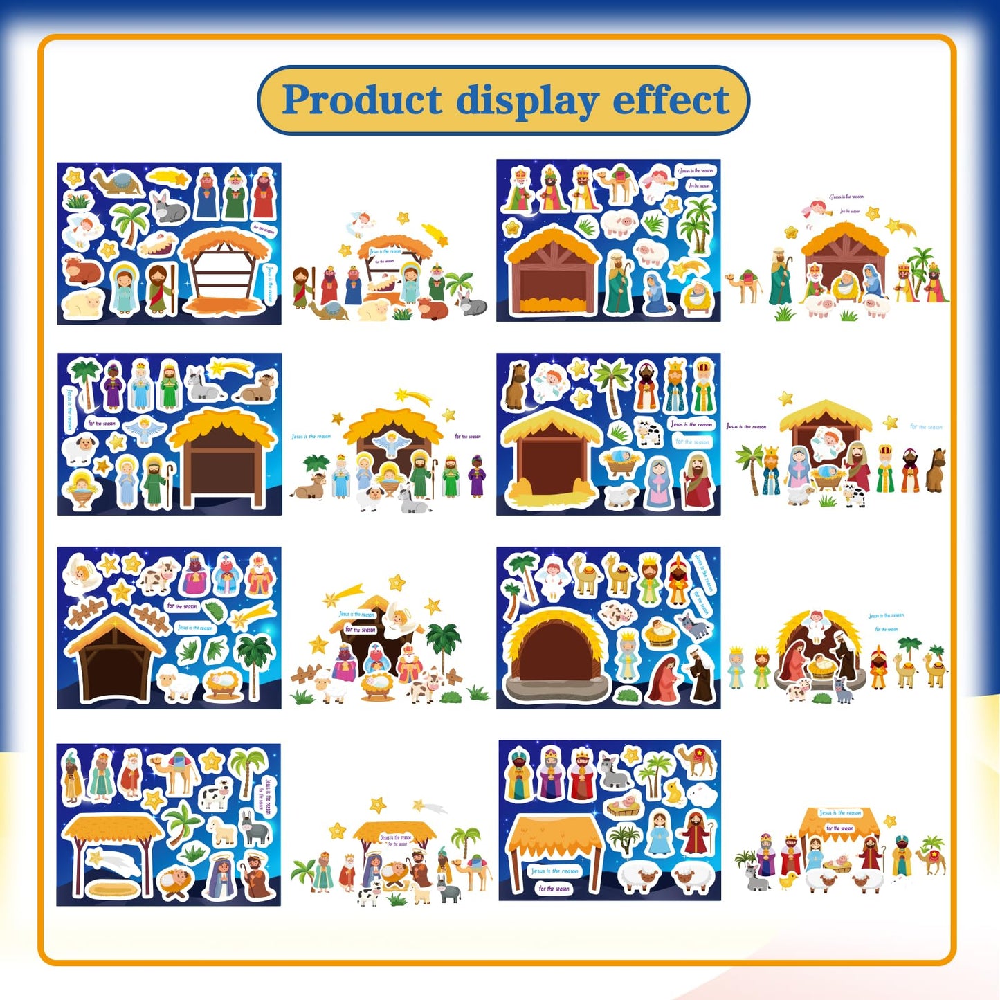DUJAA 32 Sheets Christmas Nativity Stickers | Make a Nativity Scene Bible Craft Kit
