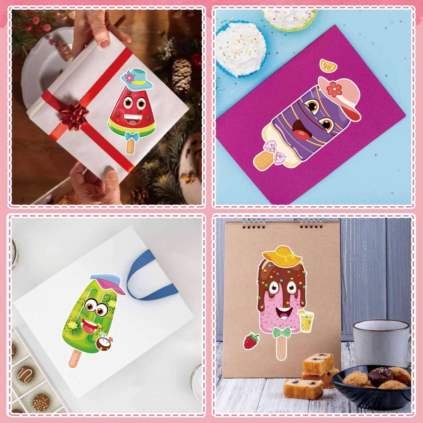 DUJAA 24 Sheets Ice Cream Stickers for Kids | Make Your Own Summer Stickers, Party Favors & Classroom Rewards