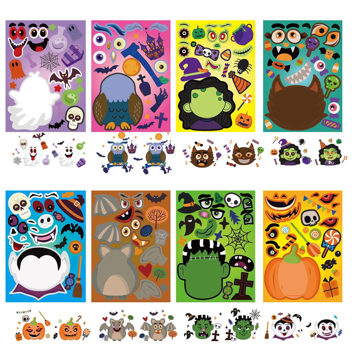 DUJAA 24 Sheets Halloween Party Games – Make Your Own Stickers for Kids