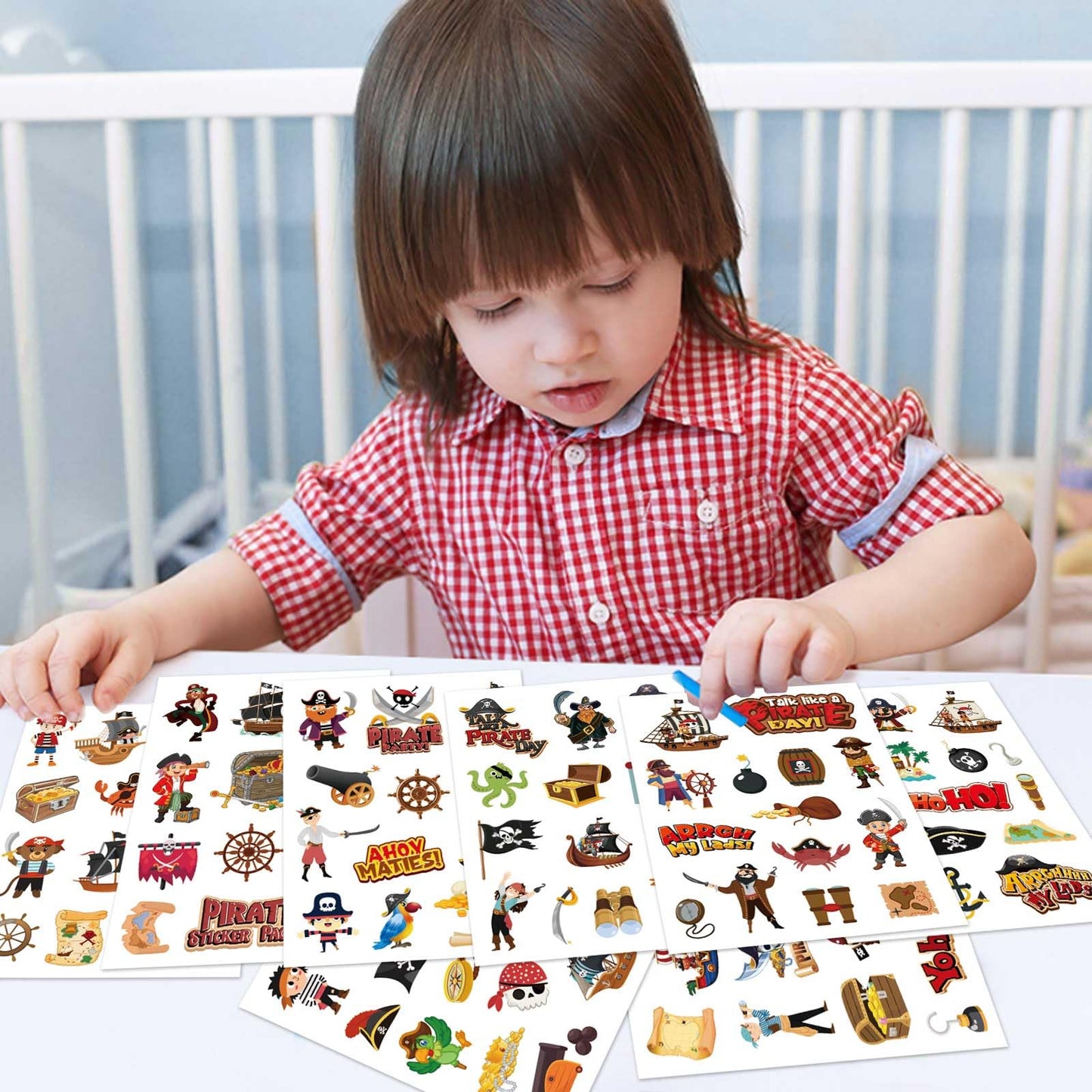 DUJAA 24 Sheets Pirate Stickers Pack – Kids Scrapbooking & Pirate Party Favors