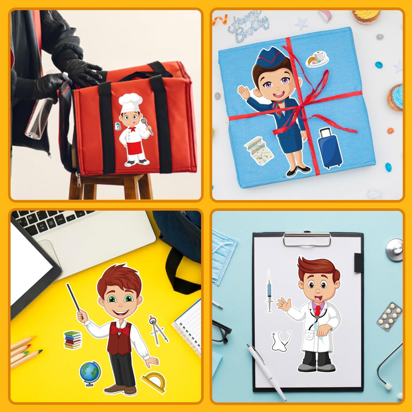 DUJAA 24 Sheets Occupation Post Stickers – Educational Career Stickers for Kids