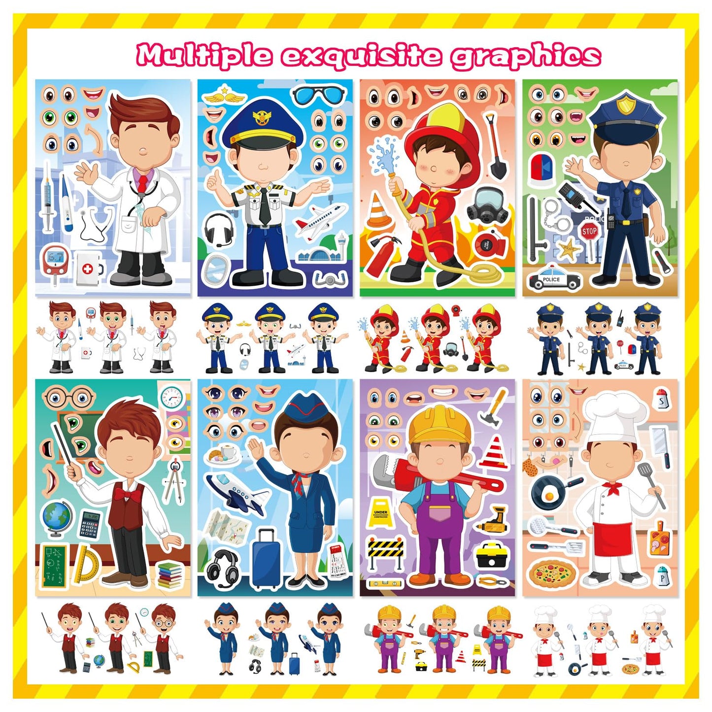 DUJAA 24 Sheets Occupation Post Stickers – Educational Career Stickers for Kids