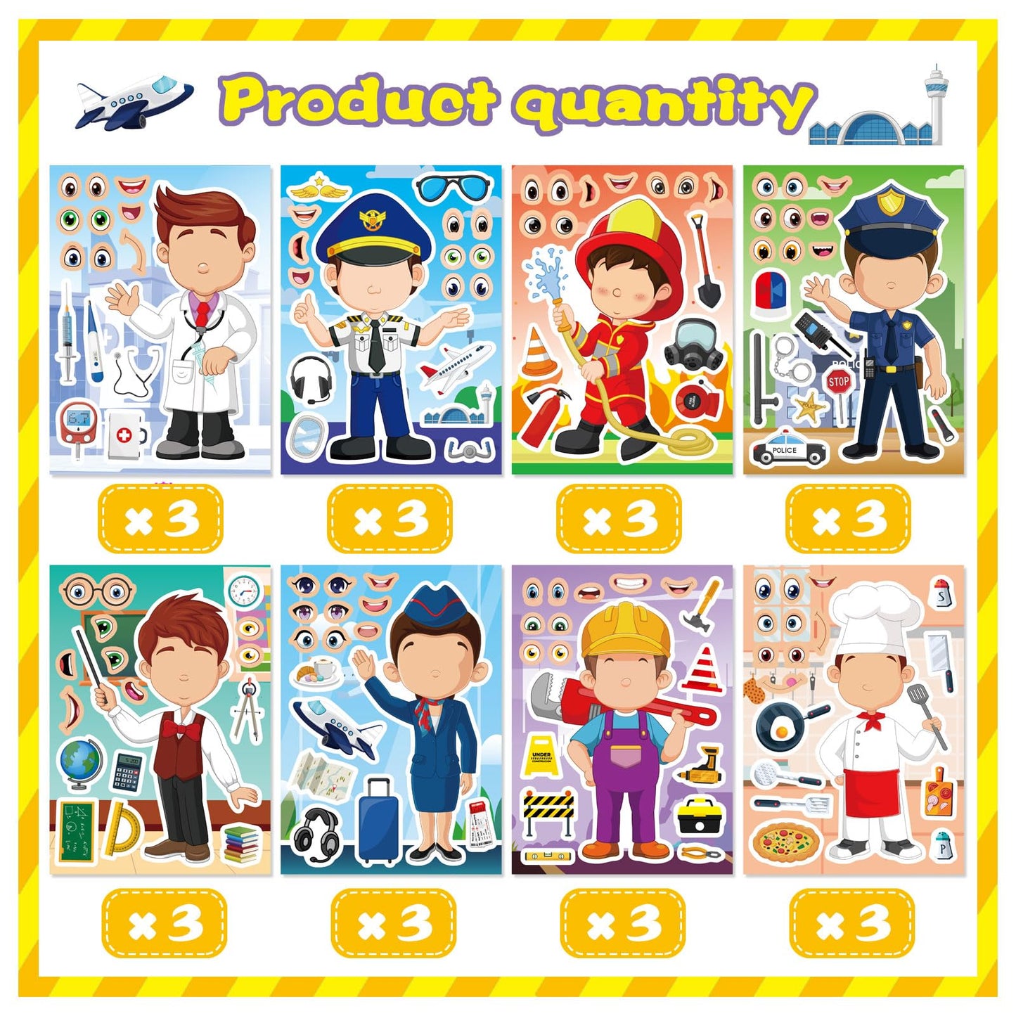 DUJAA 24 Sheets Occupation Post Stickers – Educational Career Stickers for Kids