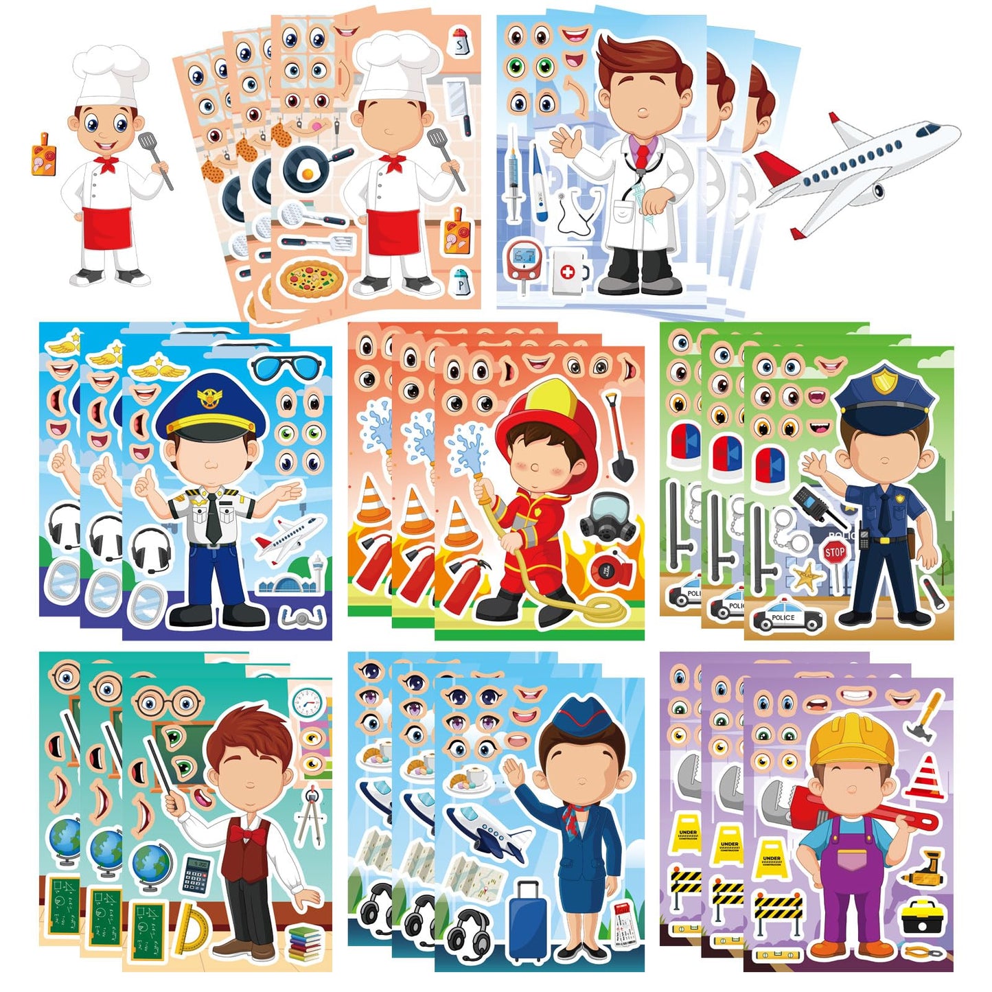 DUJAA 24 Sheets Occupation Post Stickers – Educational Career Stickers for Kids