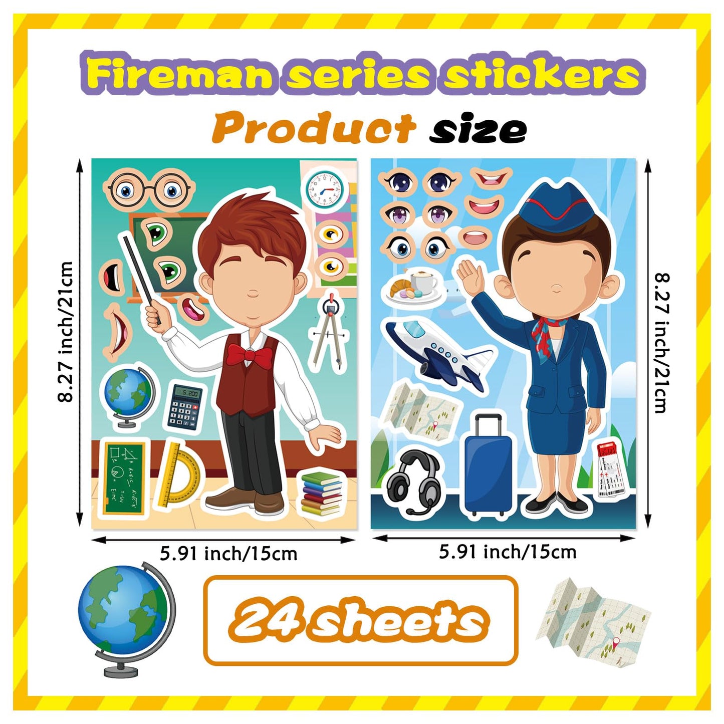 DUJAA 24 Sheets Occupation Post Stickers – Educational Career Stickers for Kids