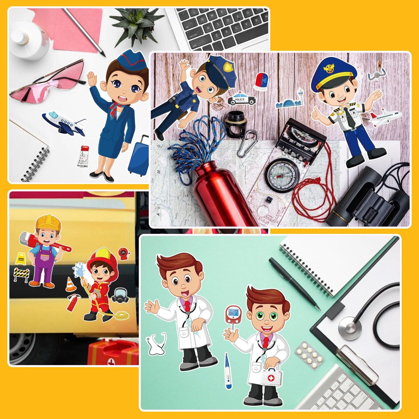 DUJAA 24 Sheets Occupation Post Stickers – Educational Career Stickers for Kids