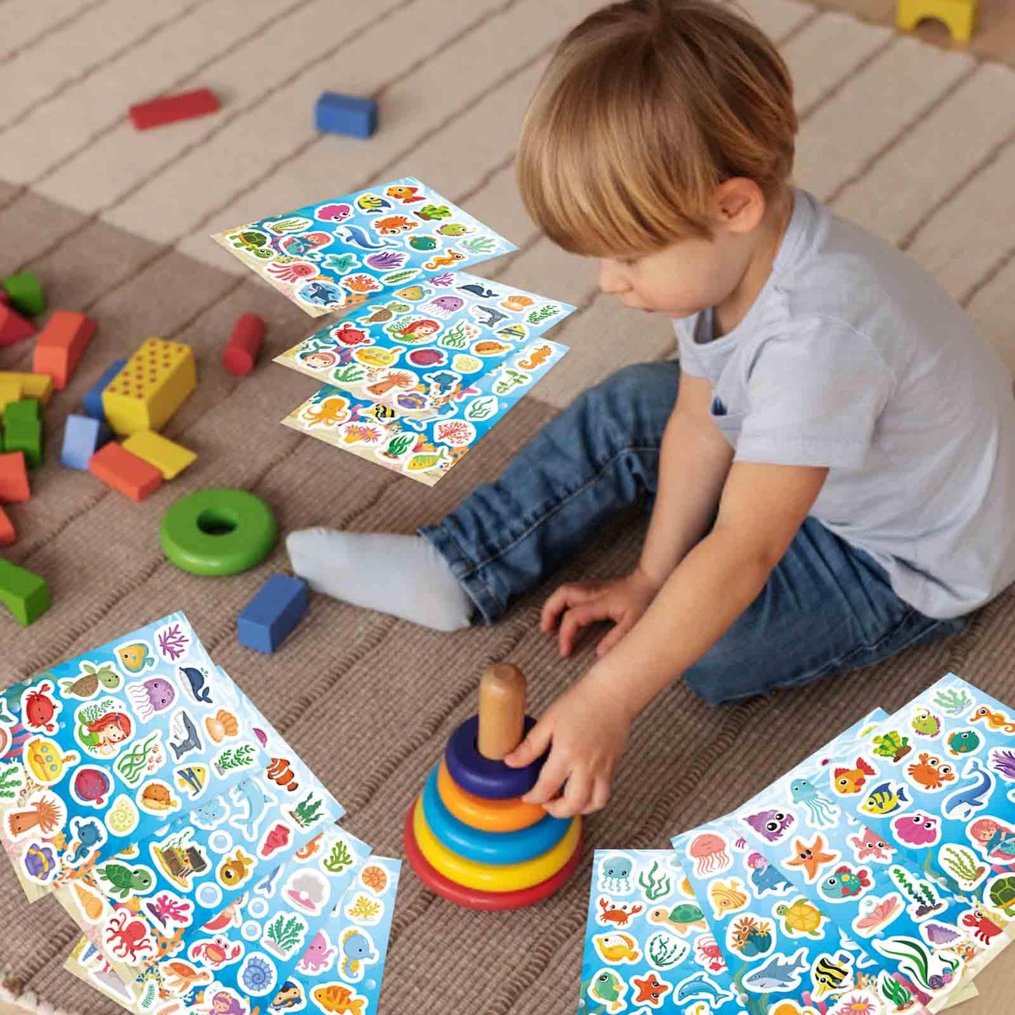 DUJAA 24 Sheets Ocean Stickers for Kids – Waterproof Sea Animals & Mermaid Set
