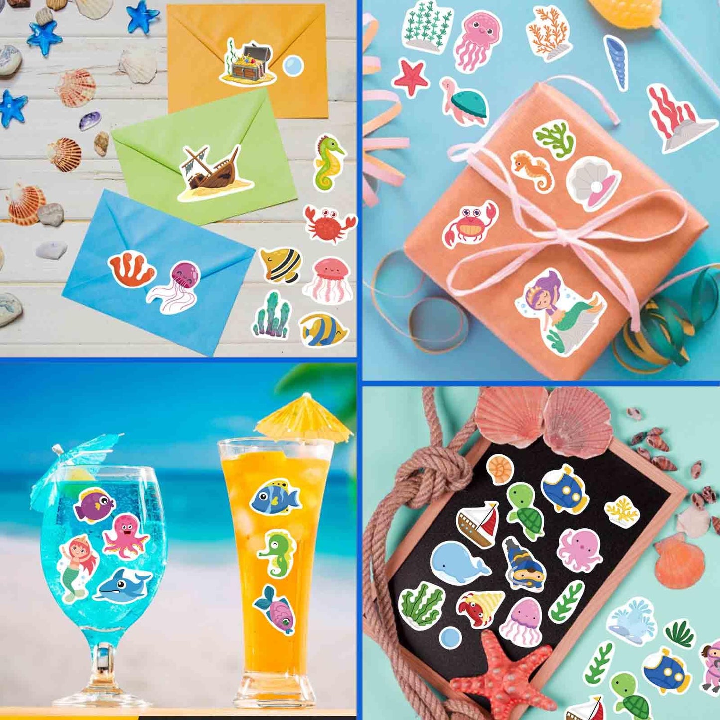 DUJAA 24 Sheets Ocean Stickers for Kids – Waterproof Sea Animals & Mermaid Set