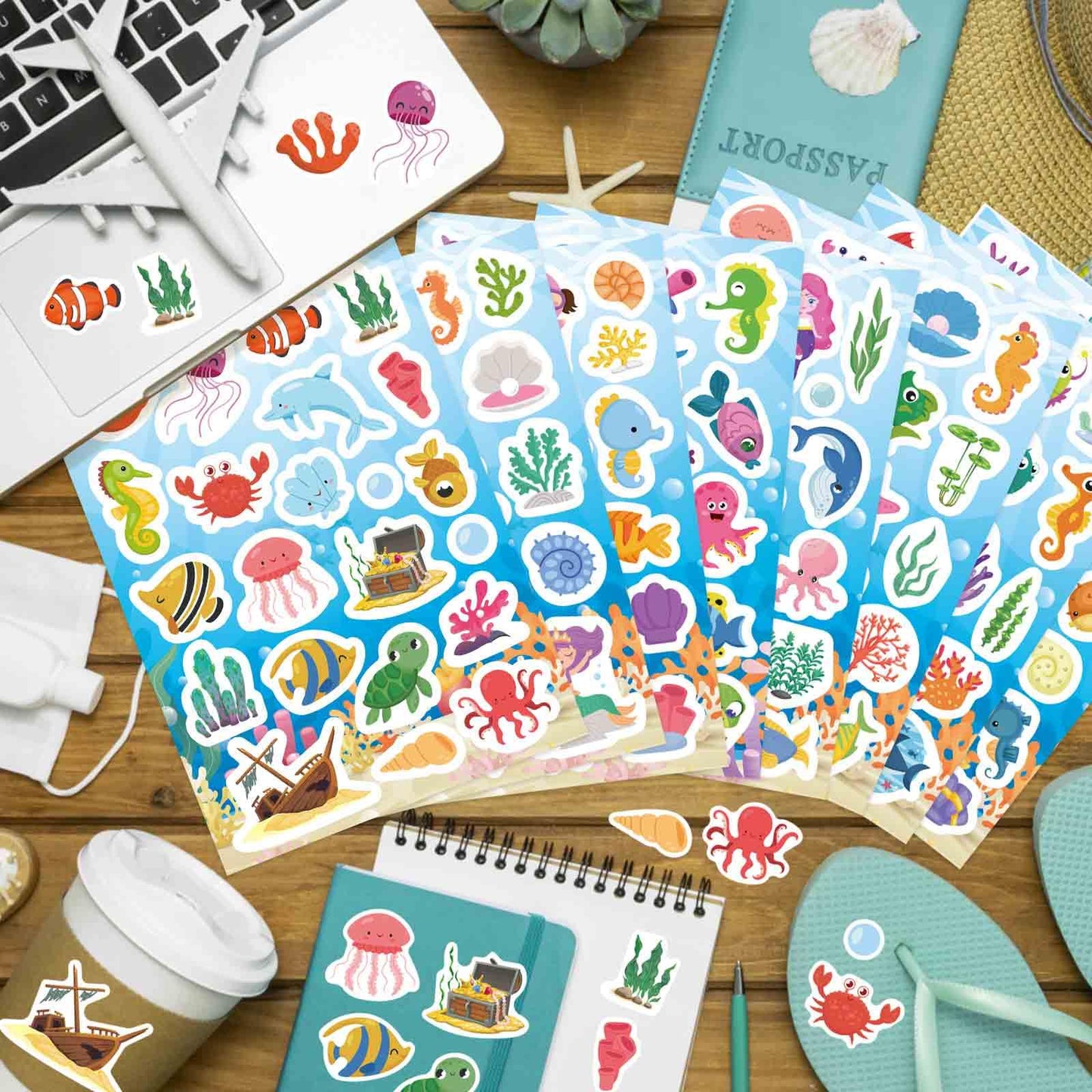 DUJAA 24 Sheets Ocean Stickers for Kids – Waterproof Sea Animals & Mermaid Set