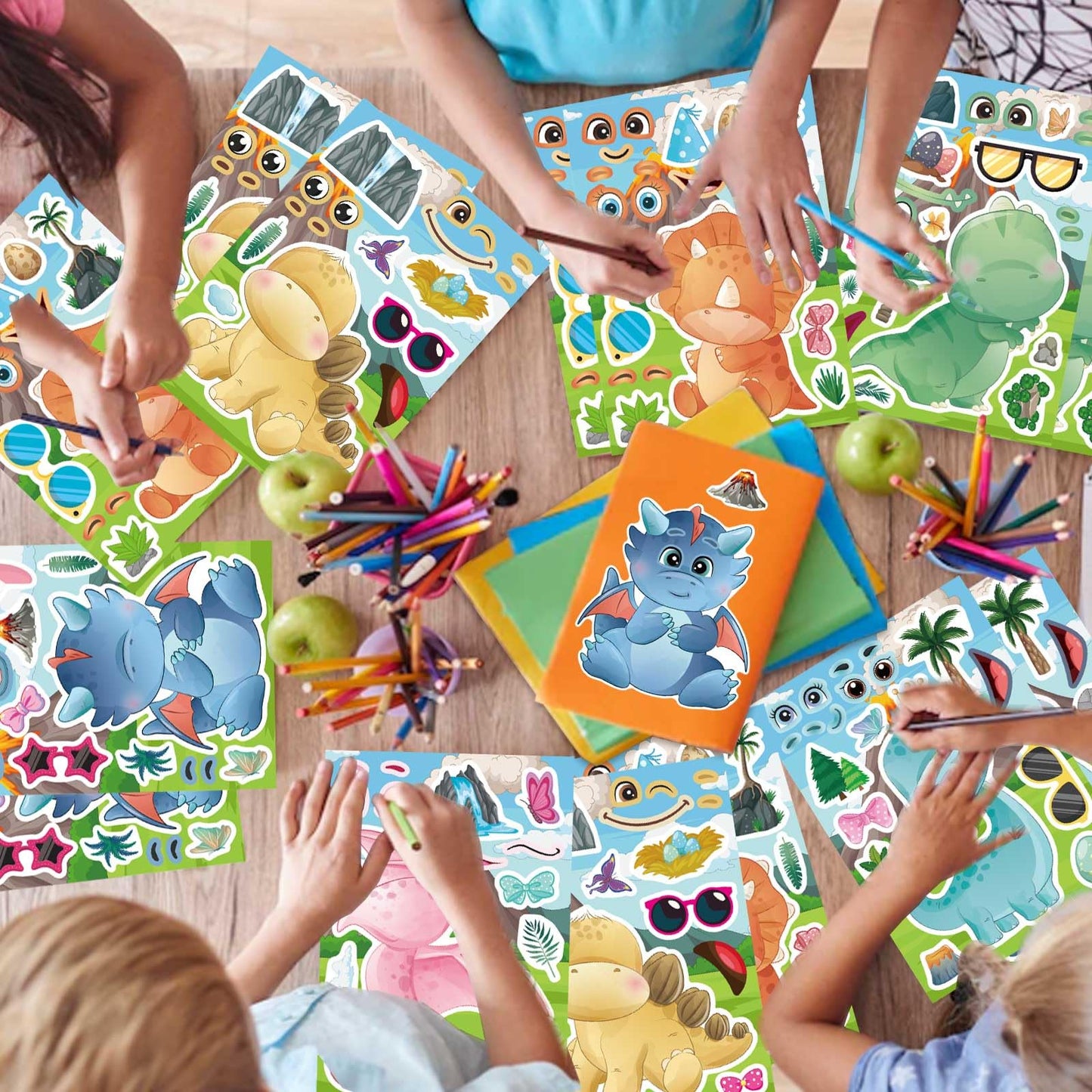 DUJAA 24 Multicolor Dino Stickers for Kids – Waterproof Vinyl for Backpacks, Luggage & Wardrobe