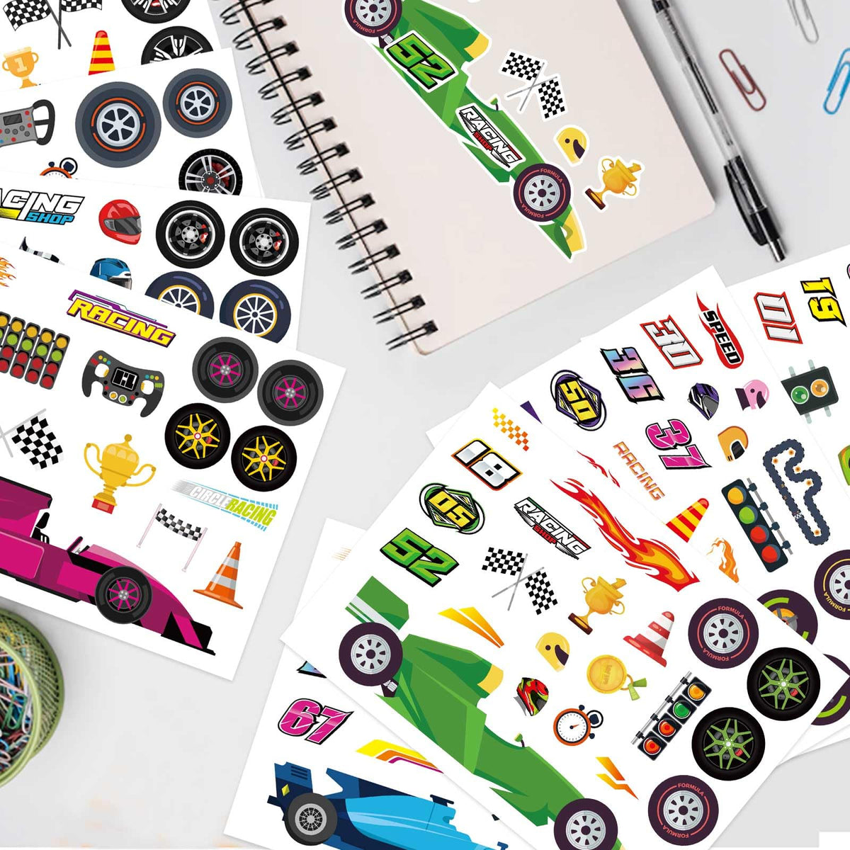 DUJAA 24 Sheets Make Your Own Race Car Stickers – Sporty Racing Car Stickers for Kids, Parties & Crafts