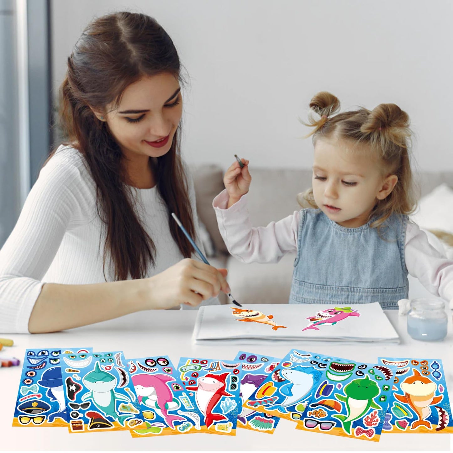DUJAA 24 Sheets Shark Stickers for Kids – Ocean Creatures DIY Craft Kit