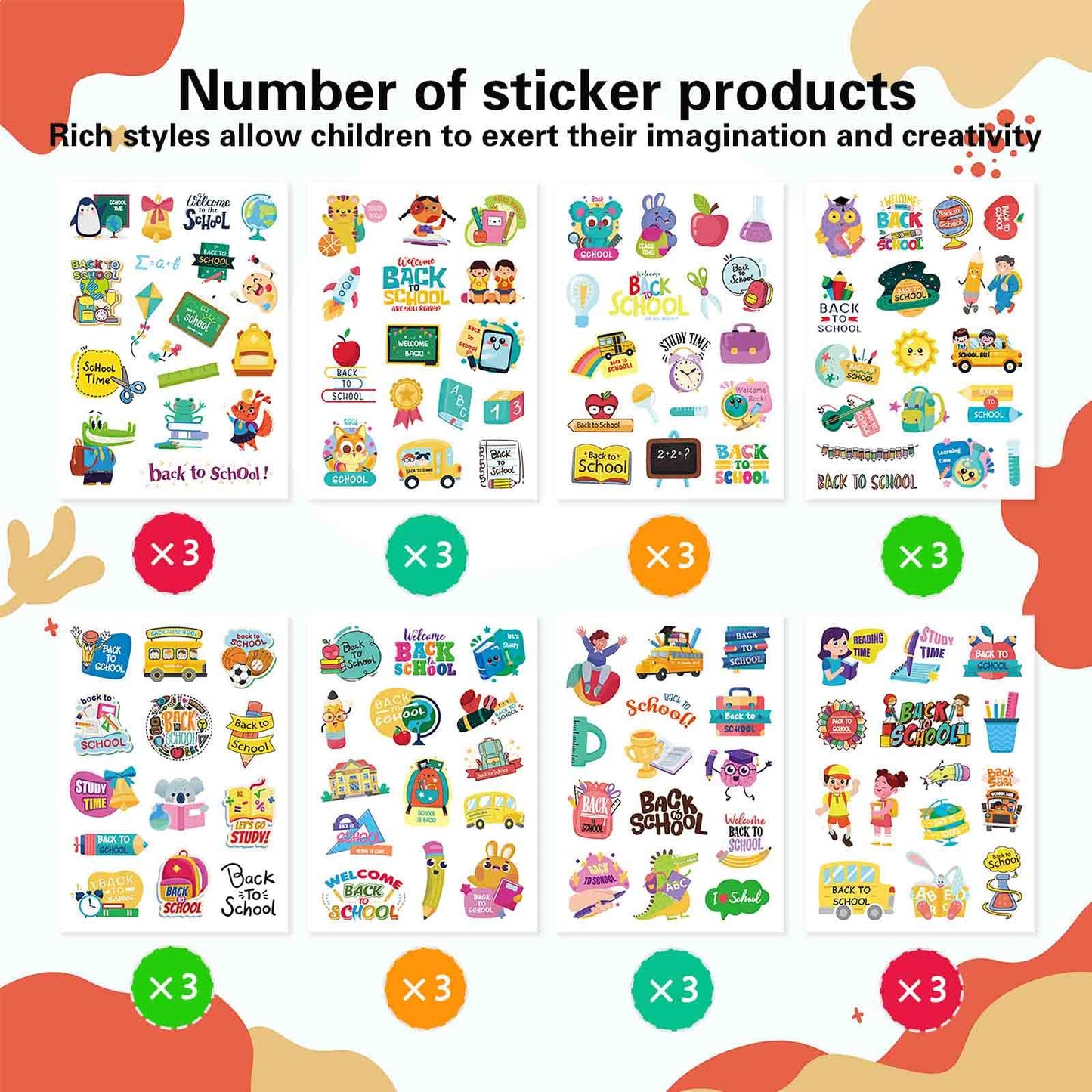DUJAA Welcome Back-to-School Stickers – 369PCS for First Day, Party Favors & Teacher Rewards