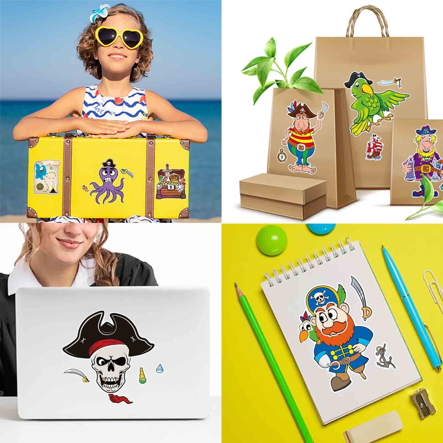 DUJAA 24 Sheets Pirate Stickers for Kids | Make-Your-Own Pirate Stickers & Party Decor