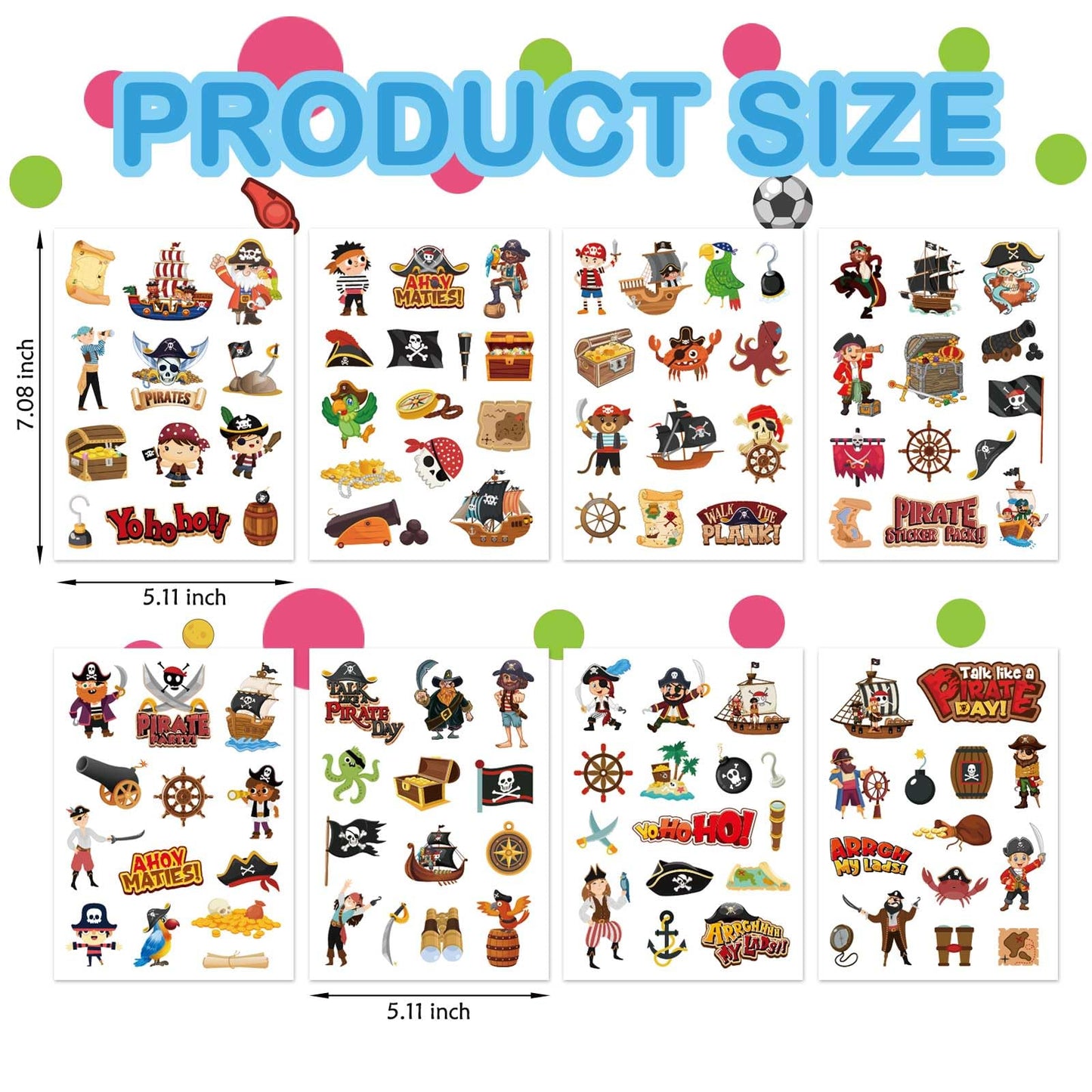 DUJAA 24 Sheets Pirate Stickers Pack – Kids Scrapbooking & Pirate Party Favors