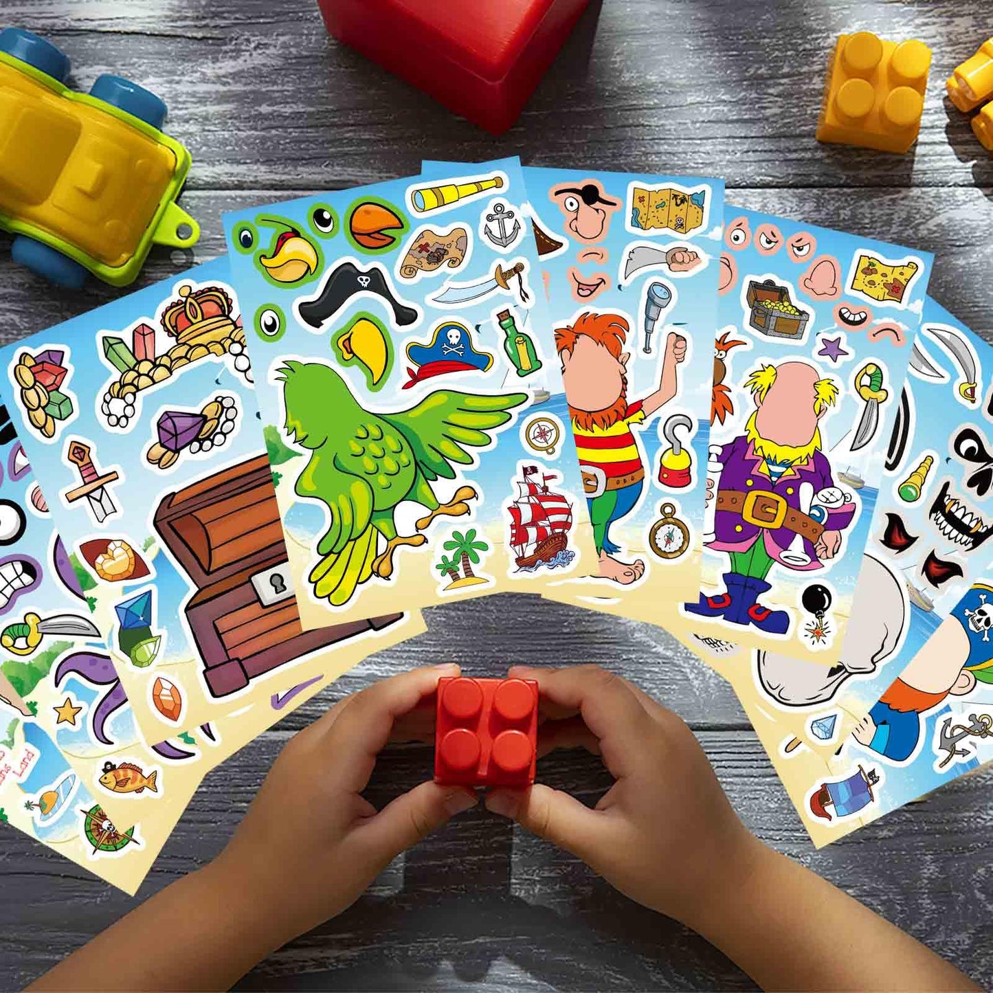 DUJAA 24 Sheets Pirate Stickers for Kids | Make-Your-Own Pirate Stickers & Party Decor
