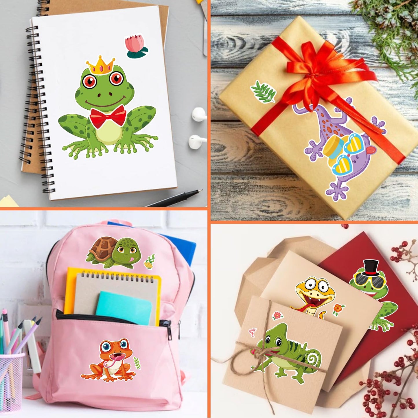 DUJAA 24 PCS Make-a-Face Sticker Kit for Kids | Reptile Mix & Match (Snakes, Lizards, Turtles)