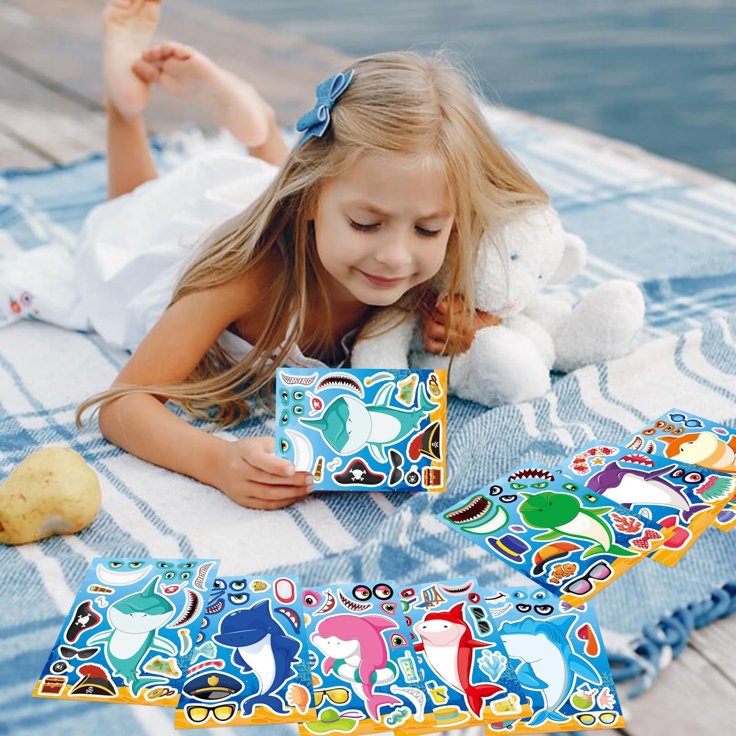 DUJAA 24 Sheets Shark Stickers for Kids – Ocean Creatures DIY Craft Kit