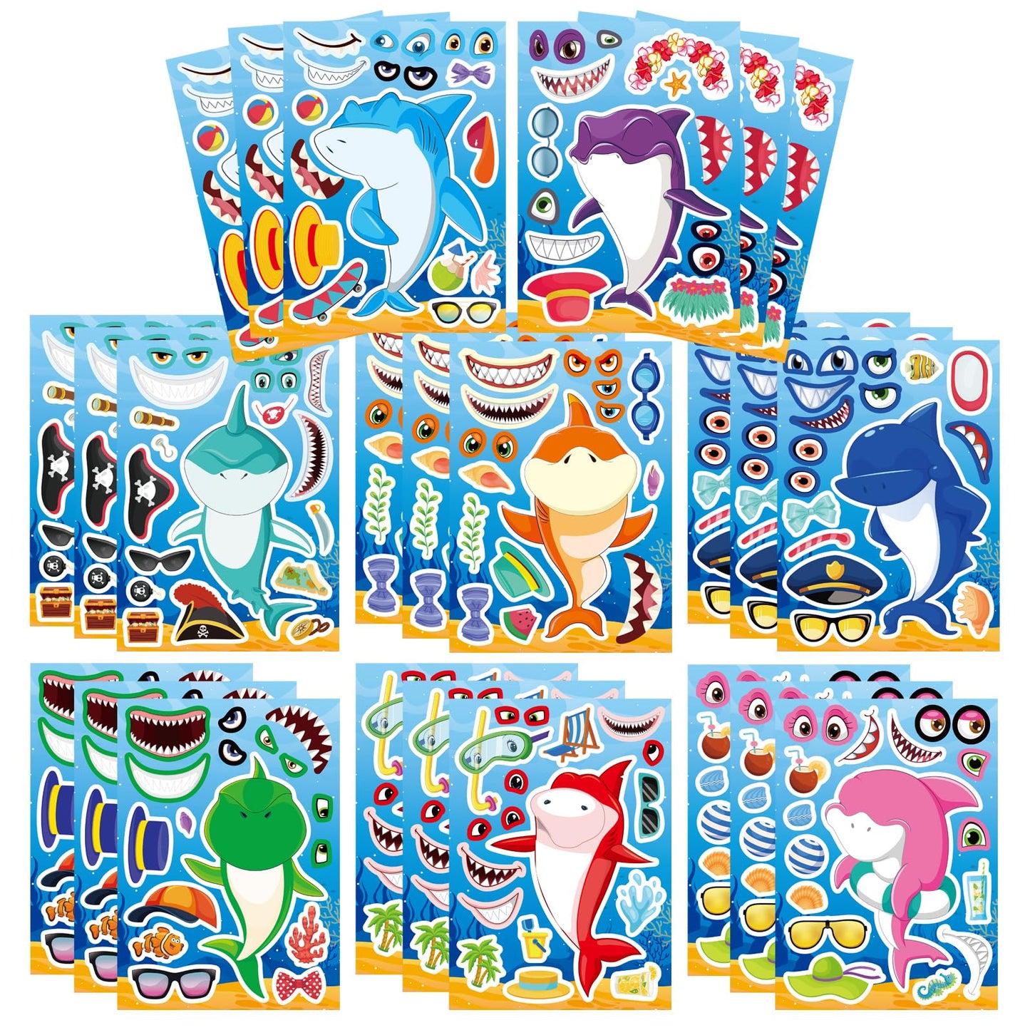 DUJAA 24 Sheets Shark Stickers for Kids – Ocean Creatures DIY Craft Kit