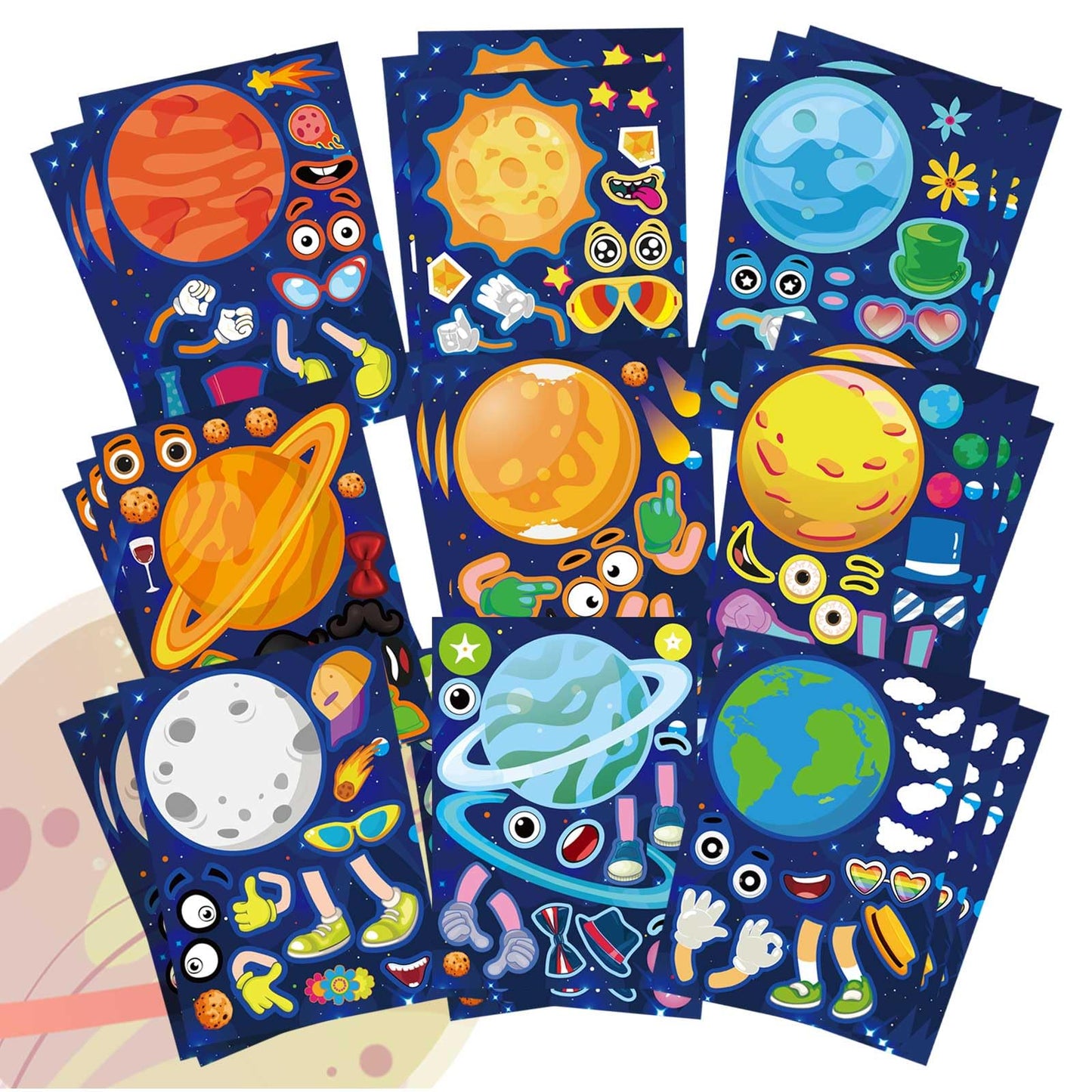 DUJAA 27 Sheets Space Stickers – Make Your Own Planets & Outer Space Faces for Kids