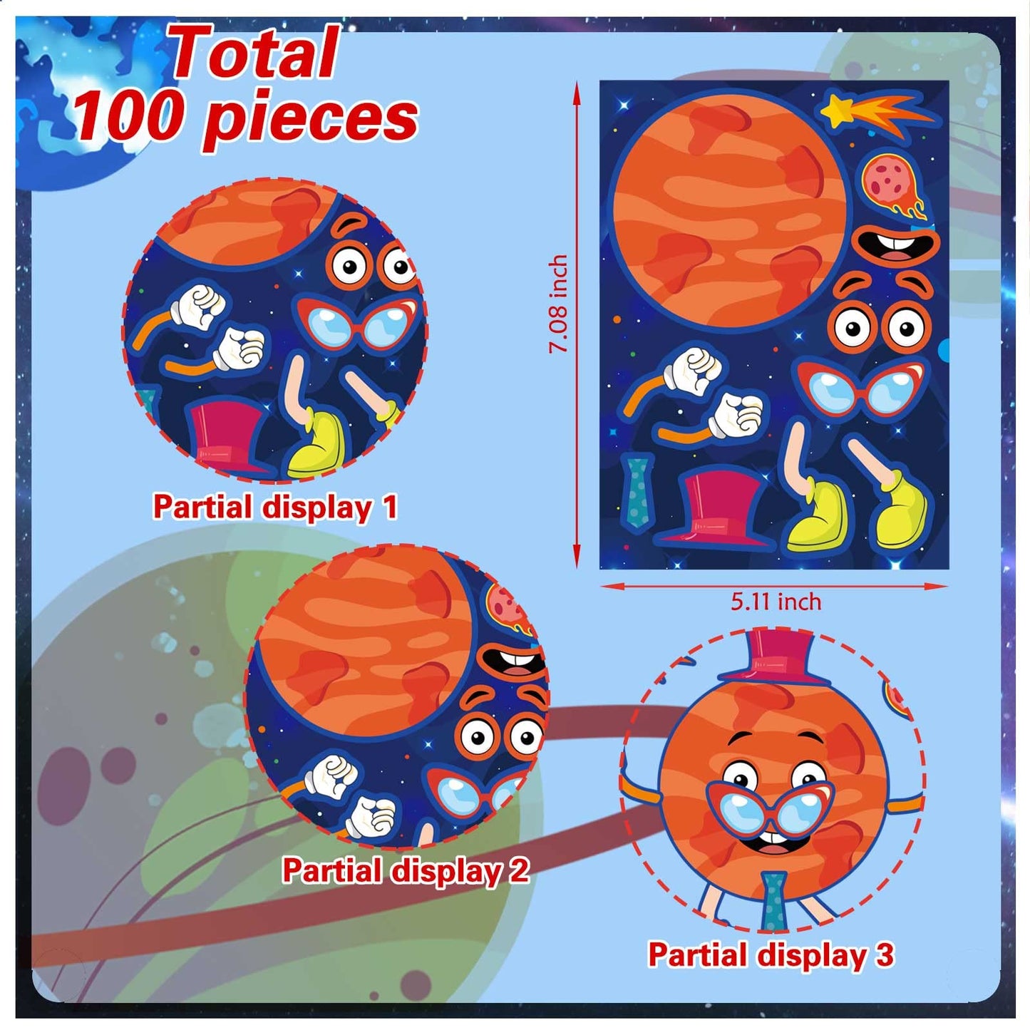 DUJAA 27 Sheets Space Stickers – Make Your Own Planets & Outer Space Faces for Kids