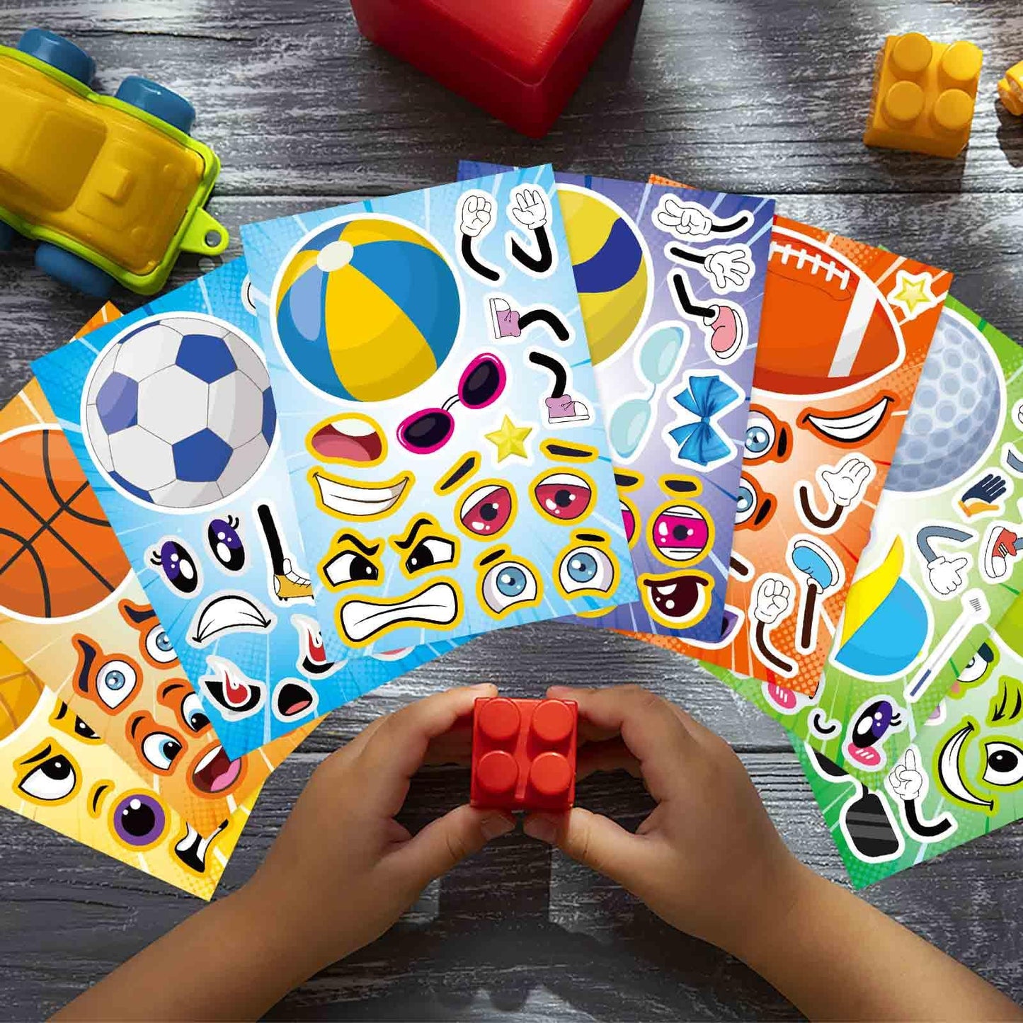DUJAA 24 PCS Sport Ball Stickers for Kids - Mix & Match Sheets