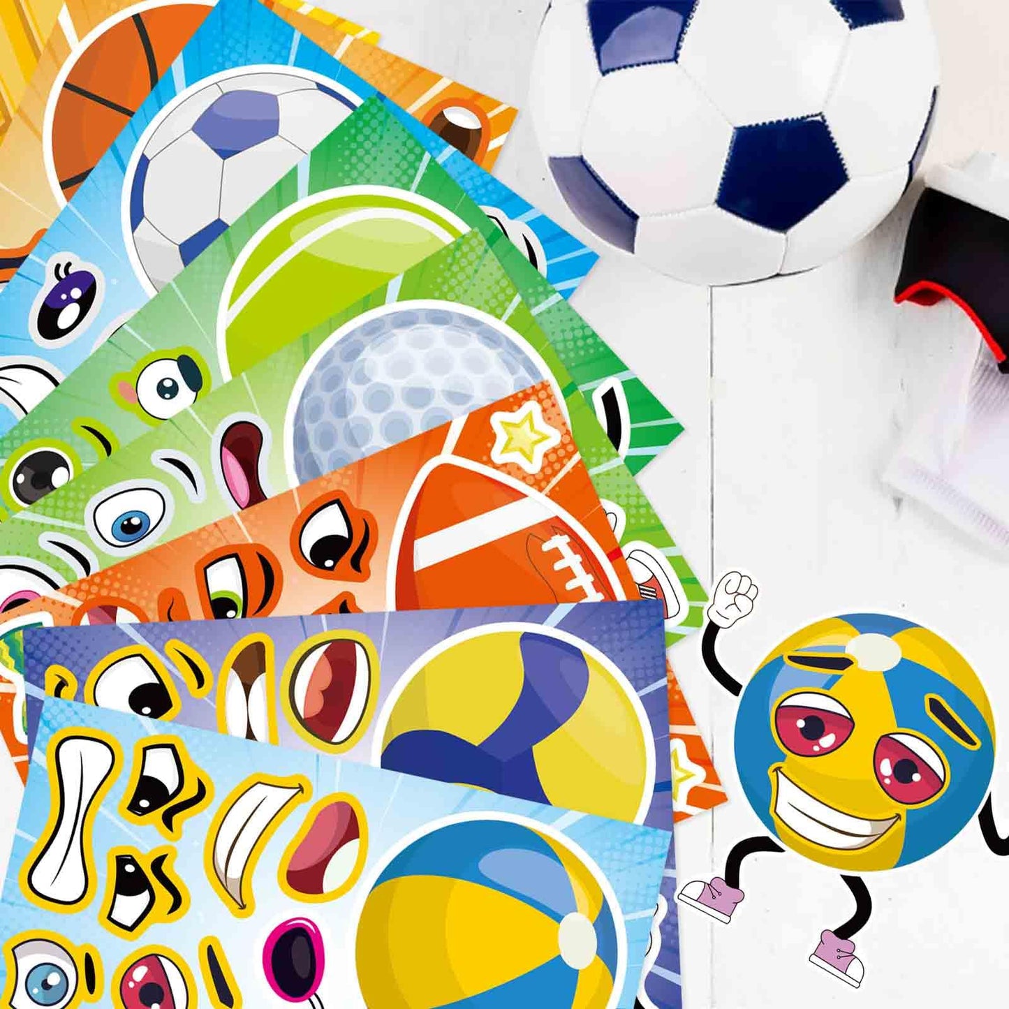 DUJAA 24 PCS Sport Ball Stickers for Kids - Mix & Match Sheets