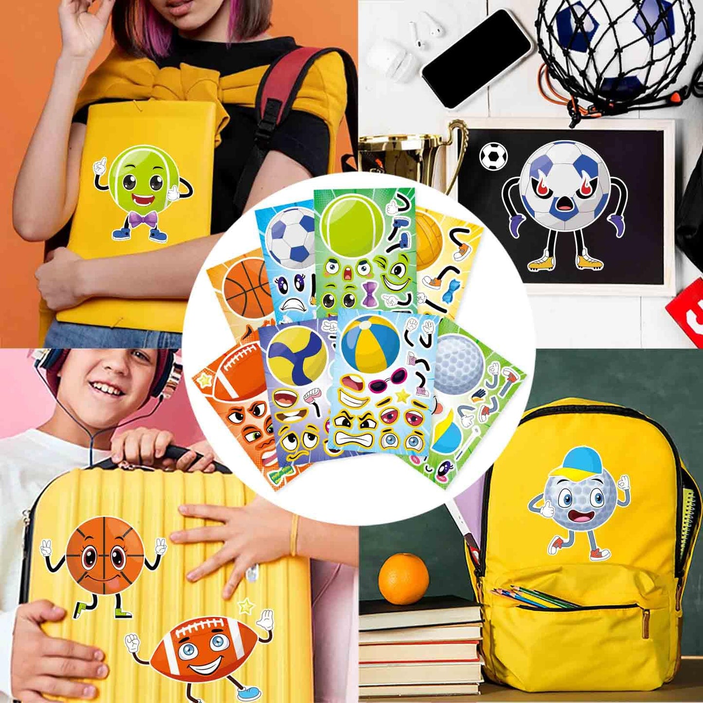 DUJAA 24 PCS Sport Ball Stickers for Kids - Mix & Match Sheets