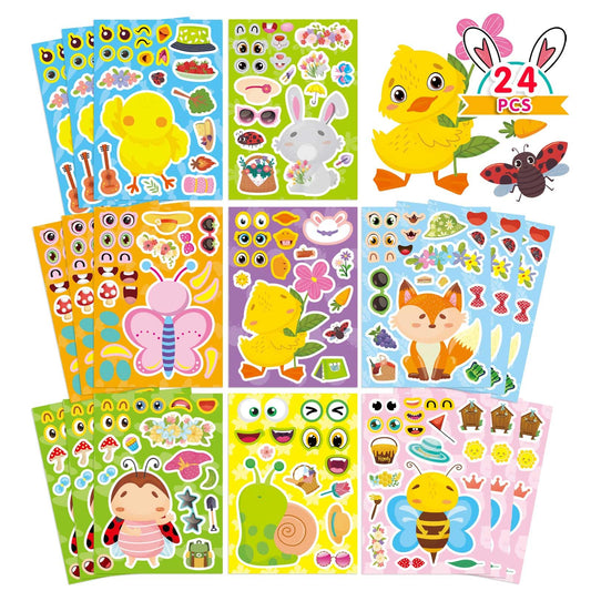 DUJAA 24 Sheets Spring Stickers for Kids – 8 Animal Designs for Easter & Classroom Fun