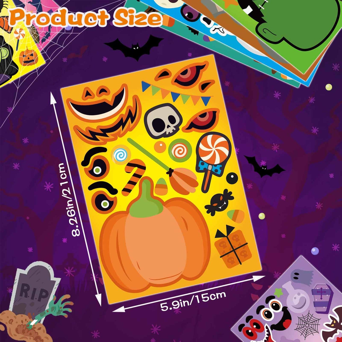 DUJAA 24 Sheets Halloween Party Games – Make Your Own Stickers for Kids