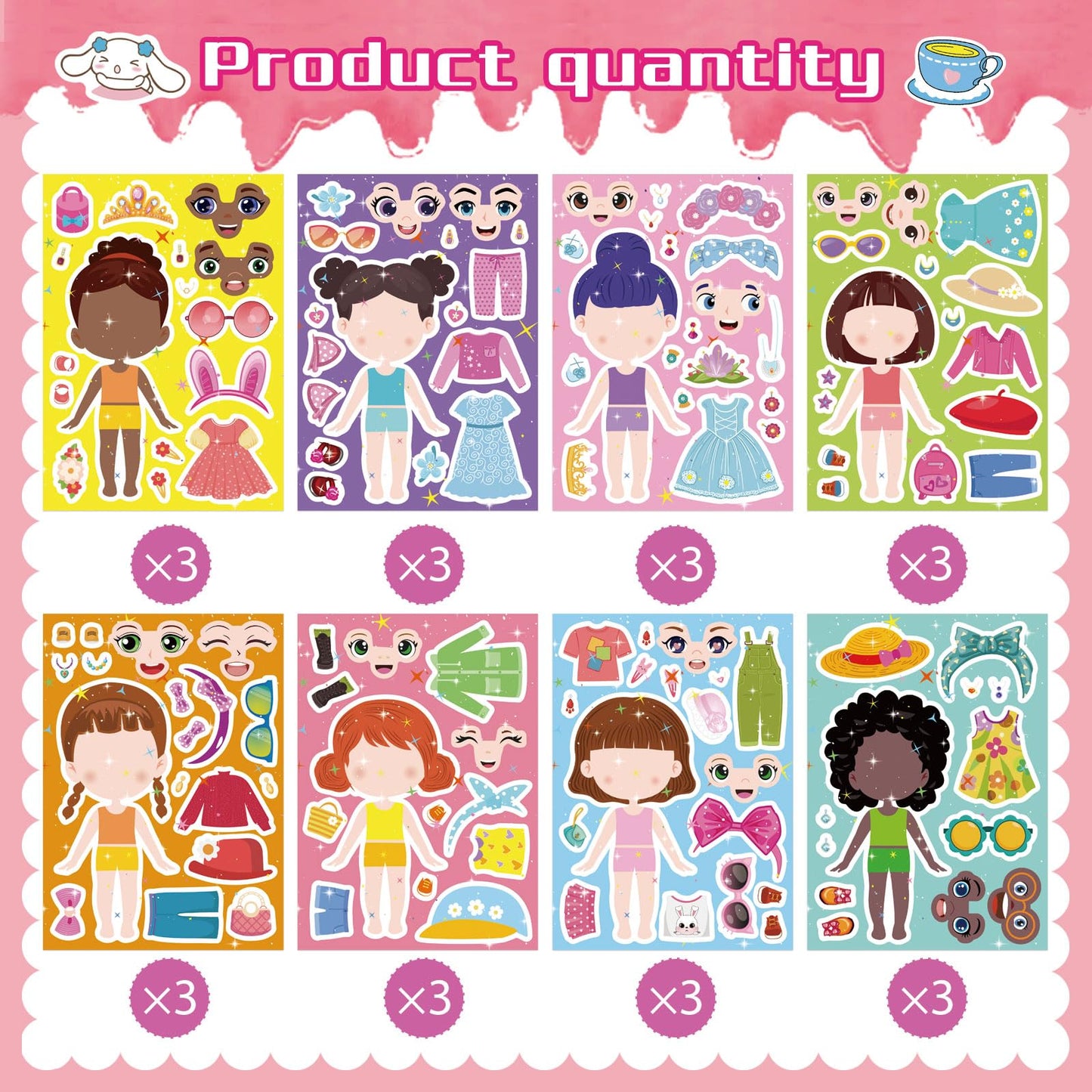 DUJAA 24 Sheets Make a Face and Dress Up Stickers for Kids – Creative Face & Dress-Up Sticker Set