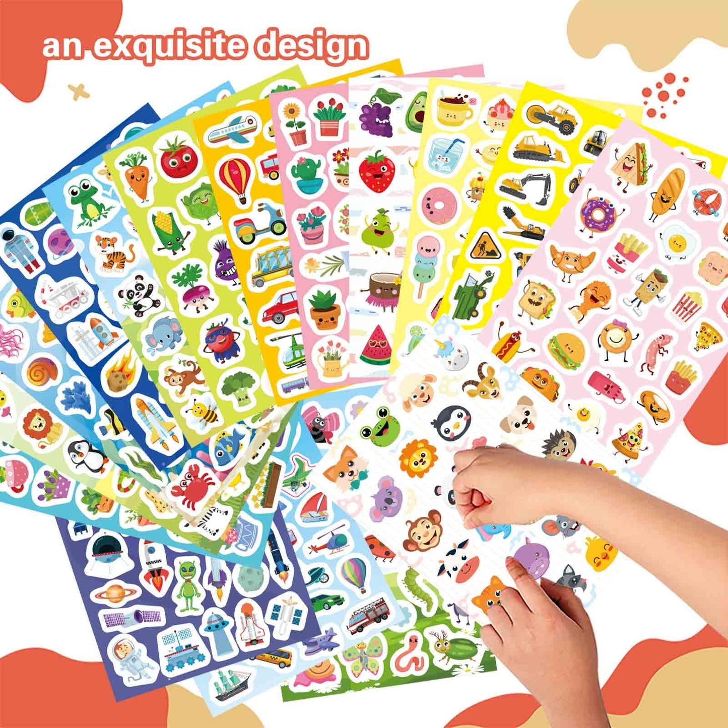 DUJAA 850+ Stickers Pack — 32 Sheets, 16 Themes for Kids