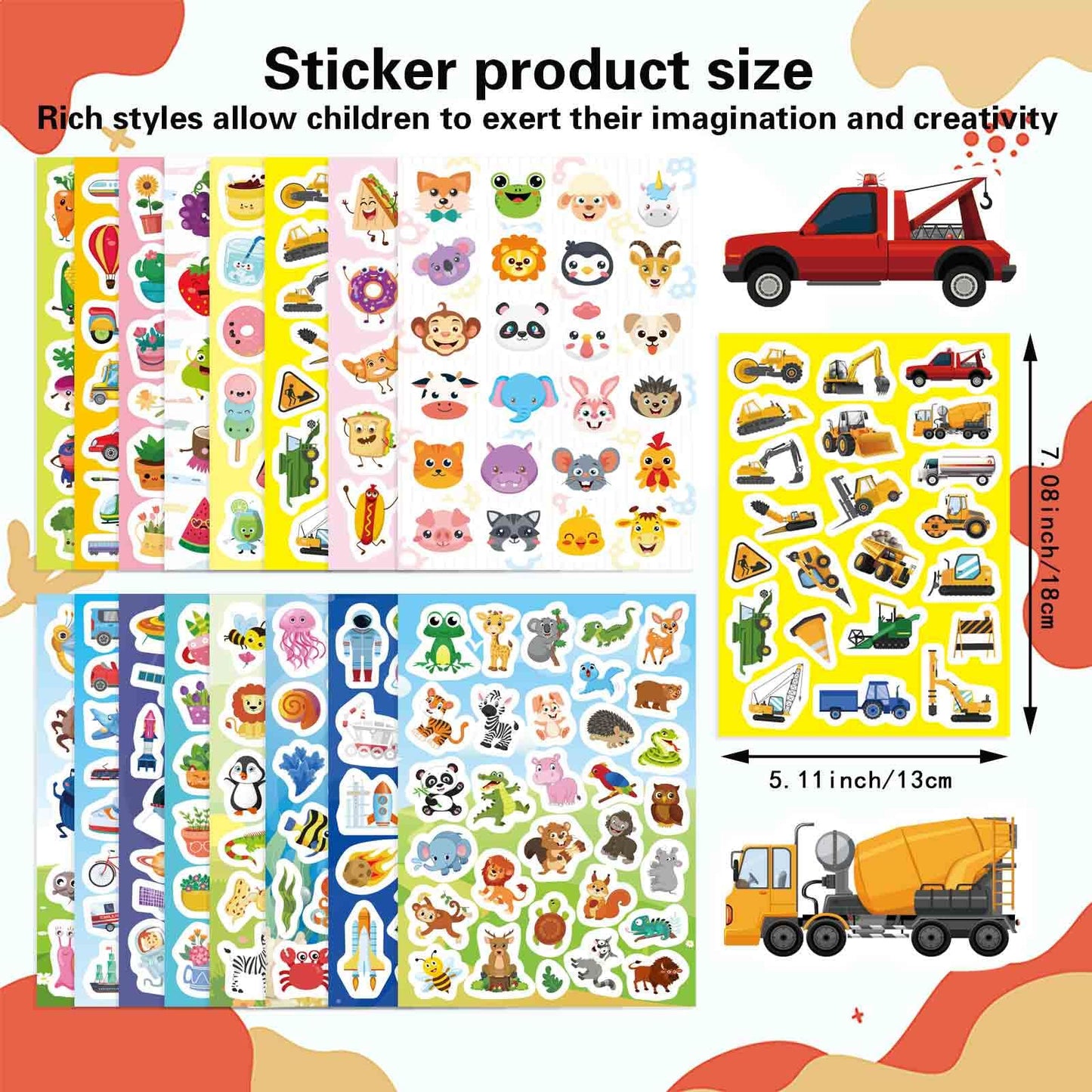 DUJAA 850+ Stickers Pack — 32 Sheets, 16 Themes for Kids