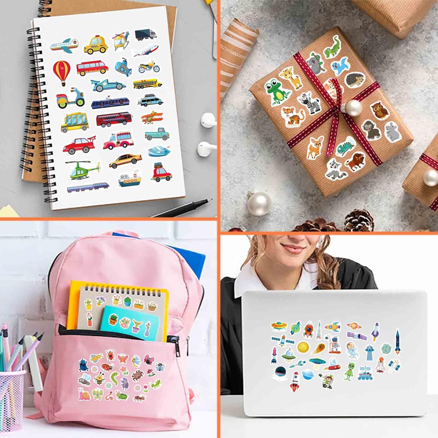 DUJAA 850+ Stickers Pack — 32 Sheets, 16 Themes for Kids